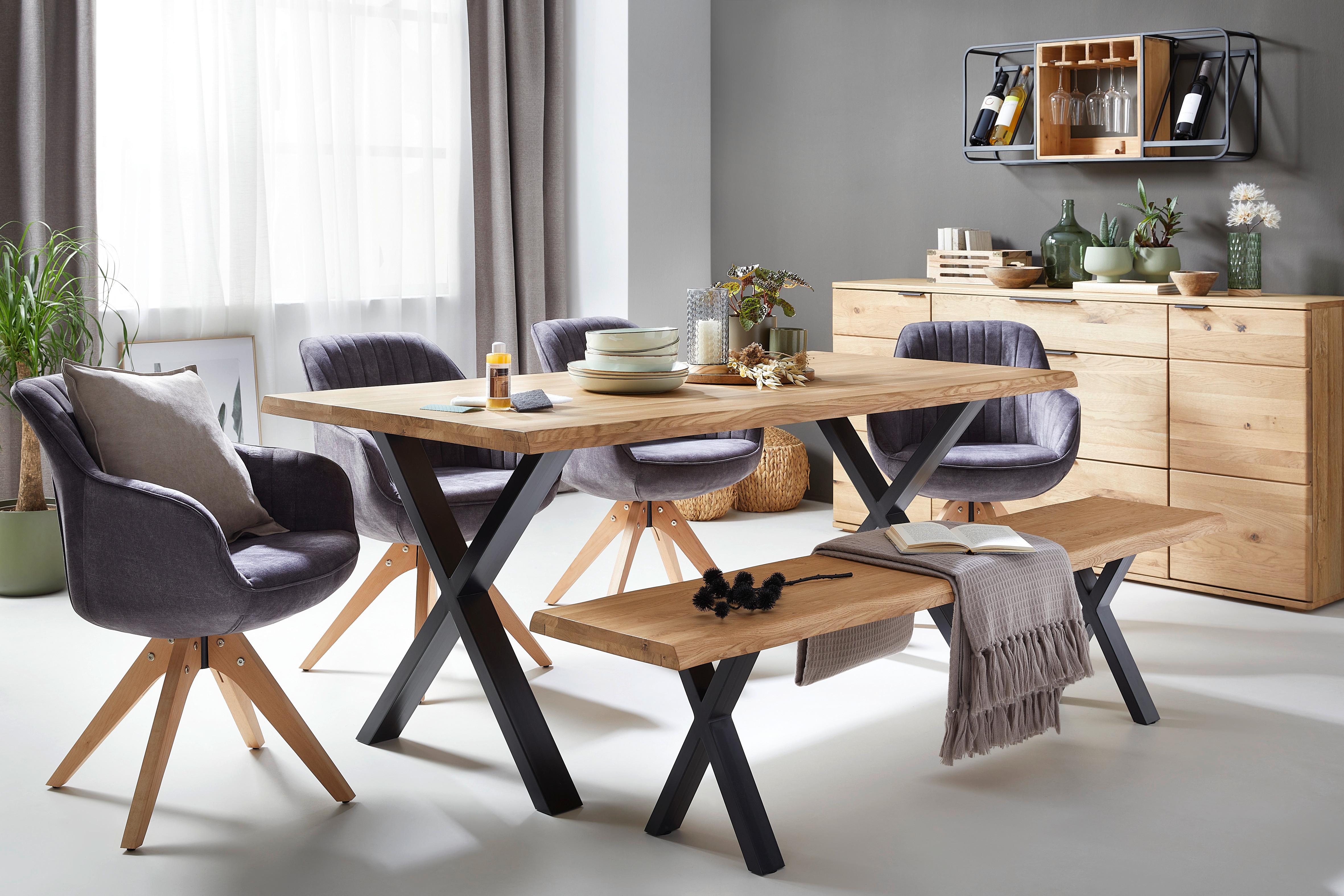 MATBORD OAK - vildek/svart, Natur, metall/trä (180/90/75cm) - Zandiara