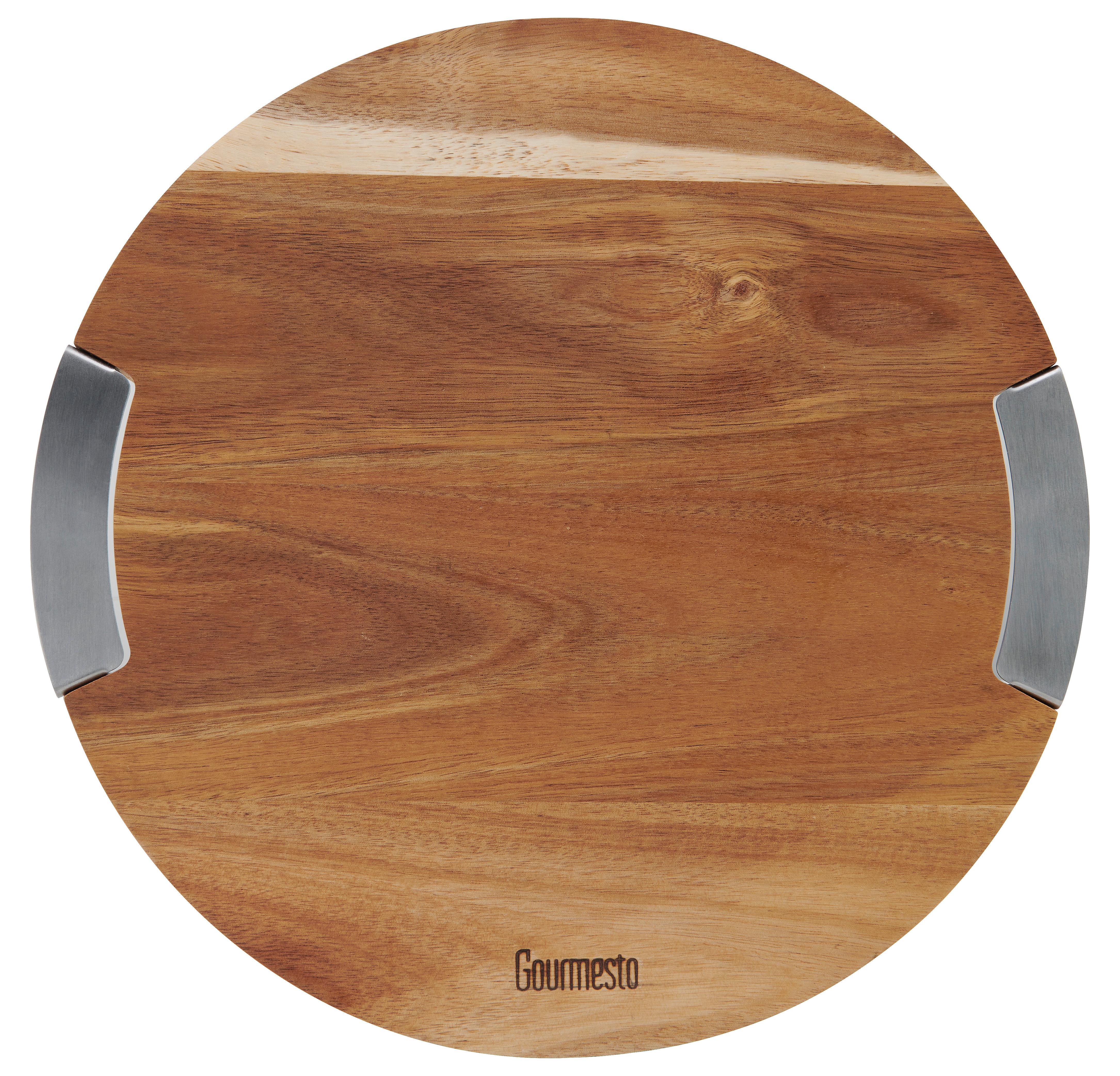 Schneidebrett Profi Line in Akazienfarben Ø ca. 31,2cm - Akaziefarben, KONVENTIONELL, Holz/Metall (31,2/1,9cm) - Gourmesto