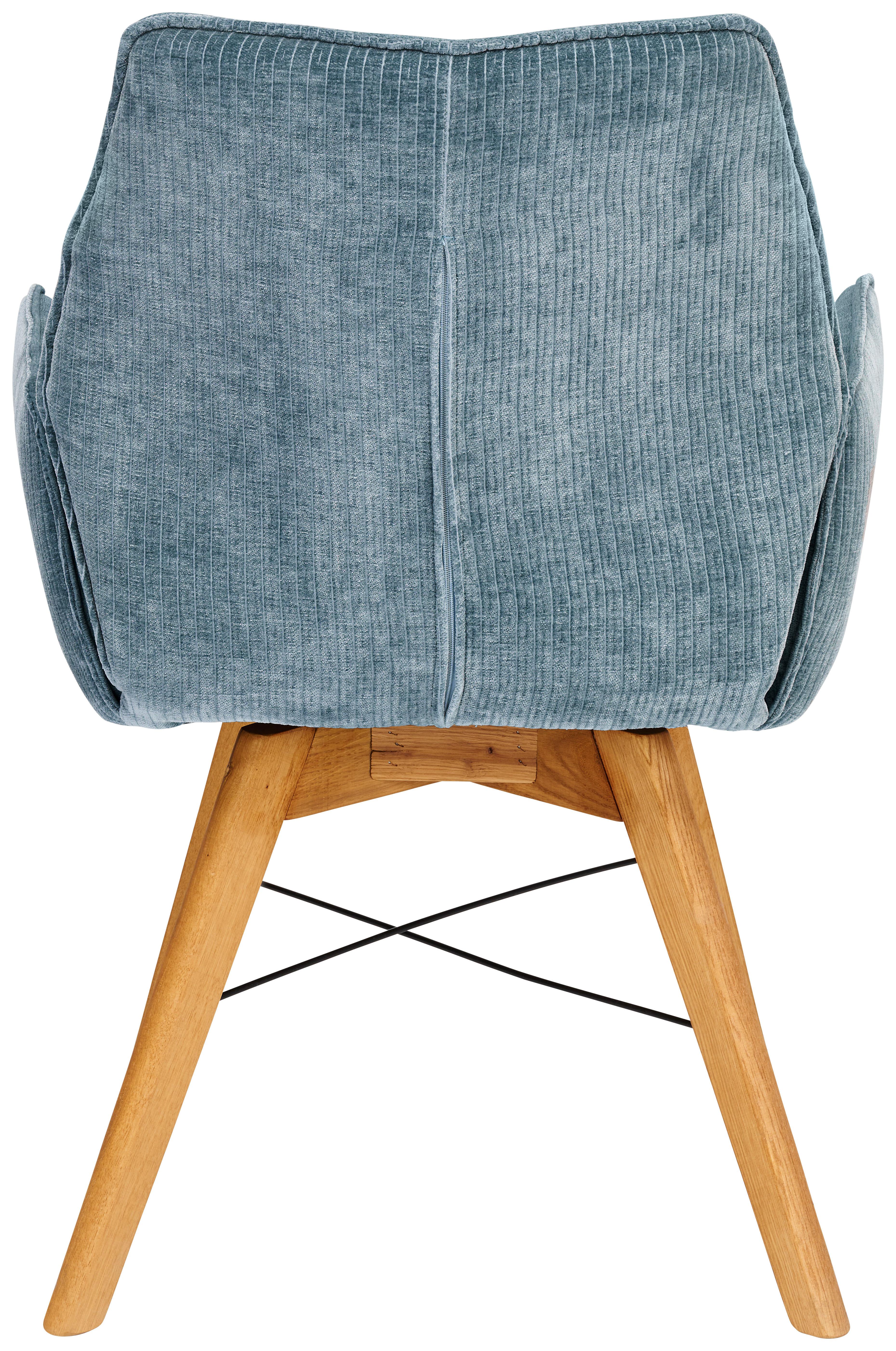 KRZESŁO Z PODŁOKIETNIKAMI SALSA - dąb dziki/jadeitowa zieleń, Design, drewno/tkanina (59/87/67cm) - Linea Natura