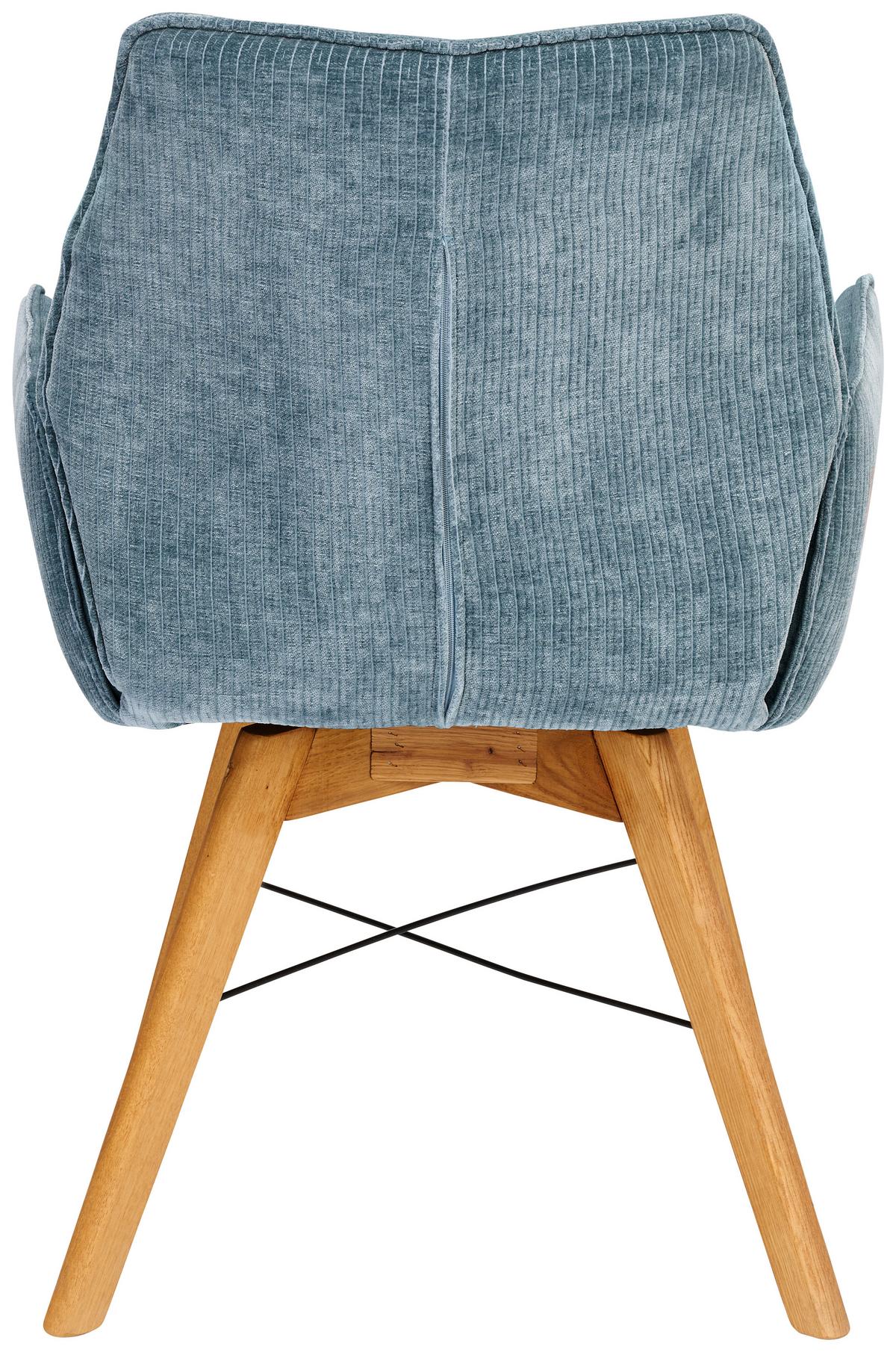 KRZESŁO Z PODŁOKIETNIKAMI SALSA - dąb dziki/jadeitowa zieleń, Design, drewno/tkanina (59/87/67cm) - Linea Natura