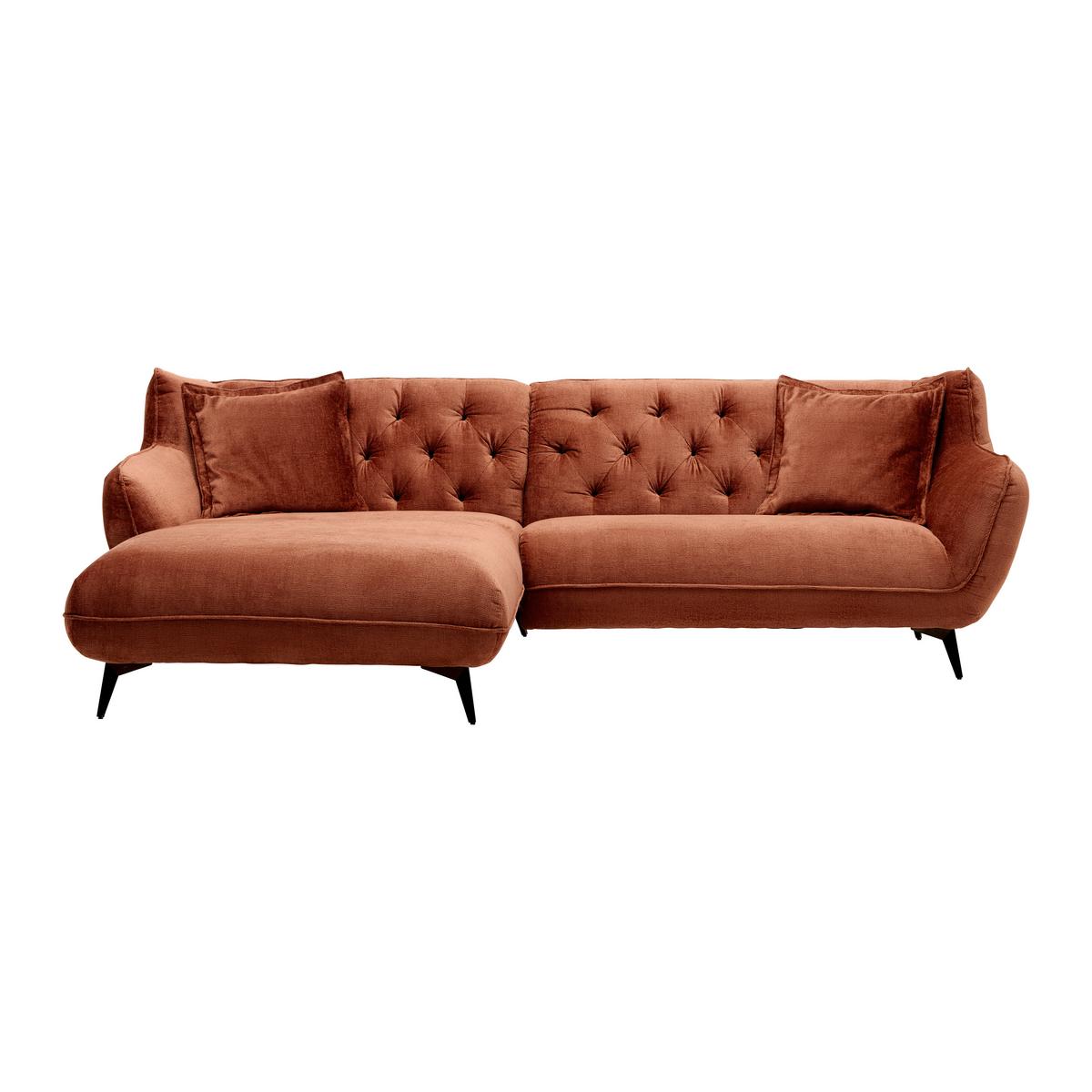 Wohnlandschaft Bogoni Rostfarben - Rostfarben/Schwarz, MODERN, Textil/Metall (278/84/168cm) - Mömax