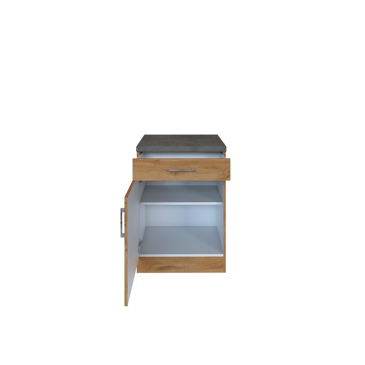 Held Küchenuntscherschrank ca. 50 cm Eiche/Anthrazit - Chromfarben/Anthrazit, MODERN, Holzwerkstoff/Metall (50/85/60cm) - Held