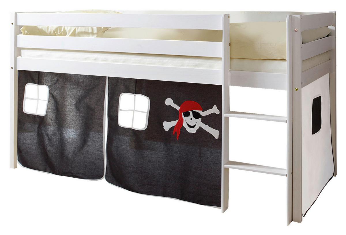 Spielbett Holz Malte ca. 90x200 cm Schwarz - Schwarz/Weiß, Natur, Holz (90/200cm) - MID.YOU