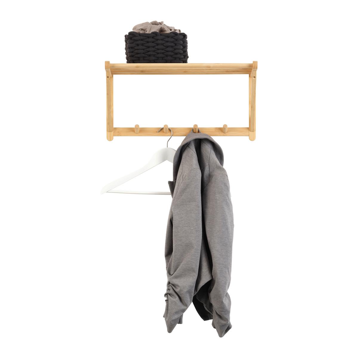 Cuier cu montare pe perete BONNIE - culoare natur, Konventionell, lemn (51/25/28cm) - Best Price