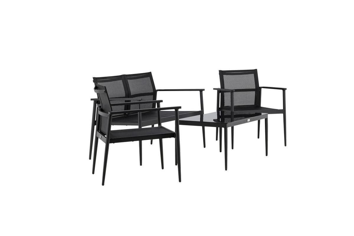 GARTENGARNITUR BREAK - Schwarz, KONVENTIONELL, Glas/Textil - Gardenson