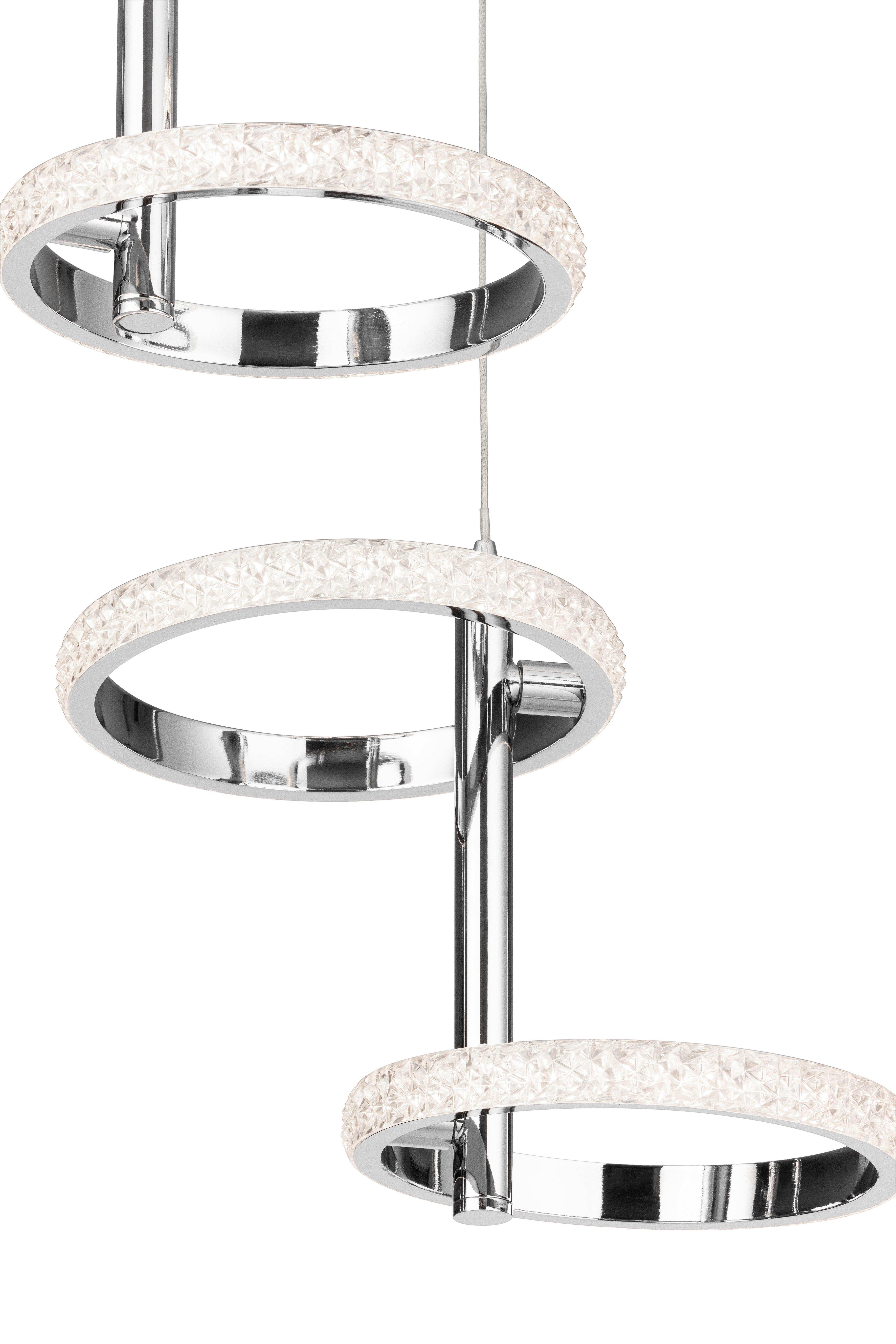 LED-HÄNGLAMPA RONG - kromfärg, Modern, metall/plast (45,5/45,5/120cm)