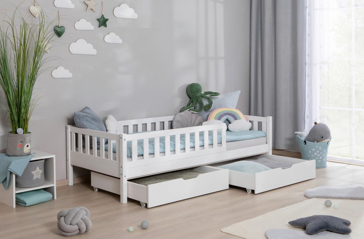 Hausbett Lou ca. 90x200 cm Holz Weiß - Naturfarben/Weiß, MODERN, Holz (90/200cm) - MID.YOU