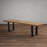 Bank Kayla aus Eiche Echtholz - Eichefarben/Schwarz, MODERN, Holz/Metall (175/46/45cm) - Modern Living
