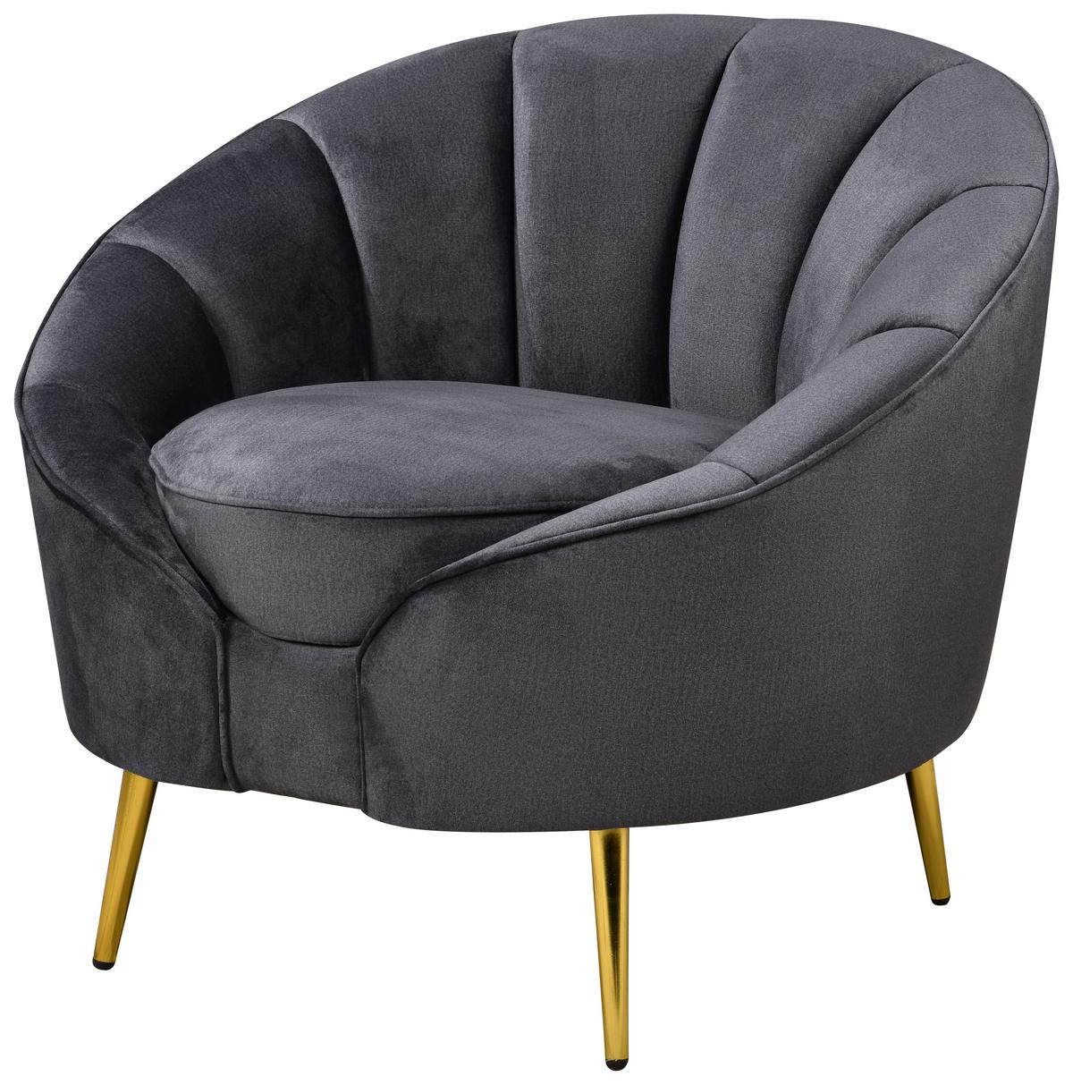 Fotelj Stella, Temno Siva - temno siva/barve medenine, Design, kovina/tekstil (87/76/82cm) - Livetastic