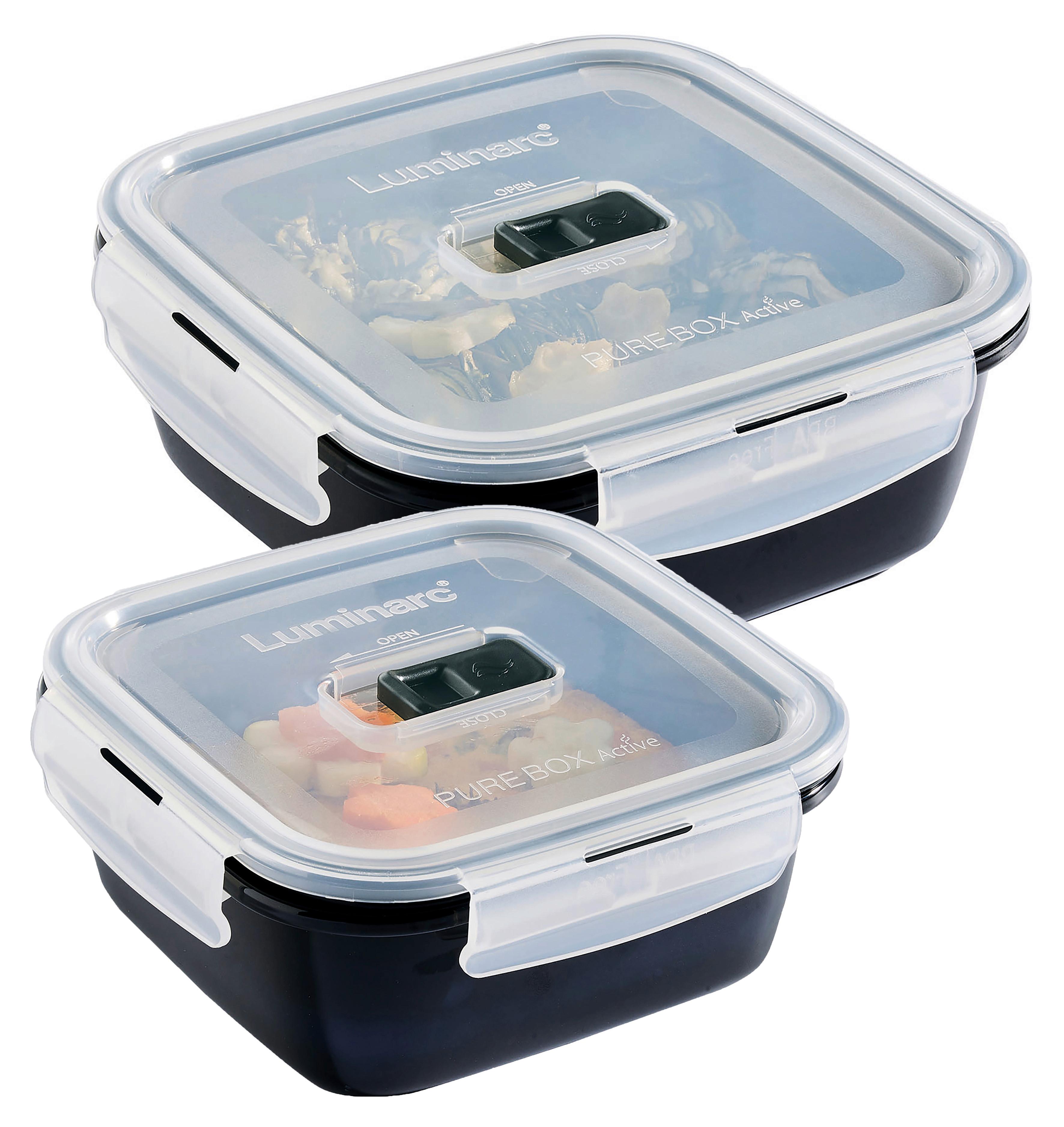 Set Posod Za Shranjevanje Black Box, 2-Delni - črna/prozorno, Basics, steklo - Creatable