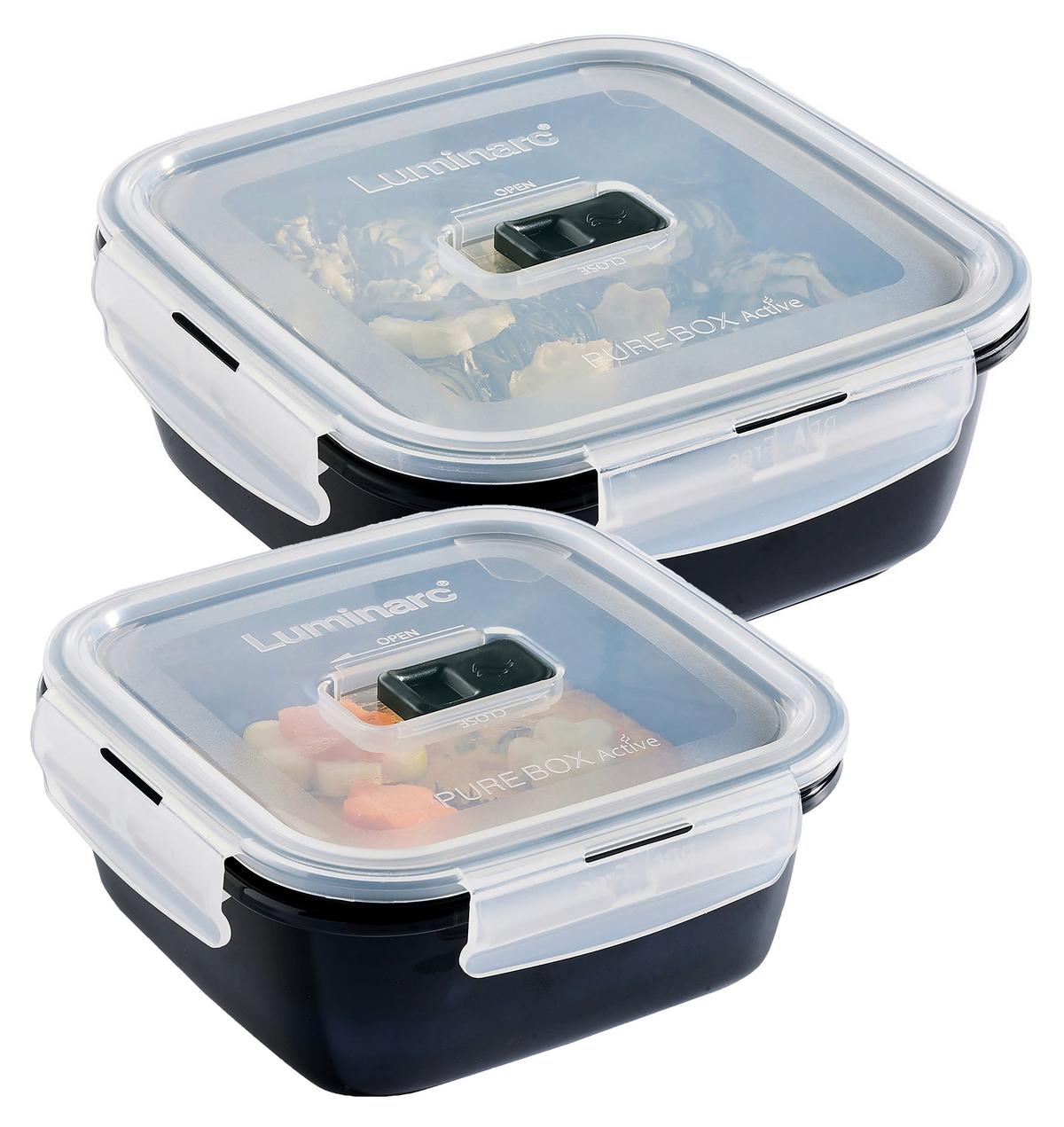 Set Posod Za Shranjevanje Black Box, 2-Delni - črna/prozorno, Basics, steklo - Creatable