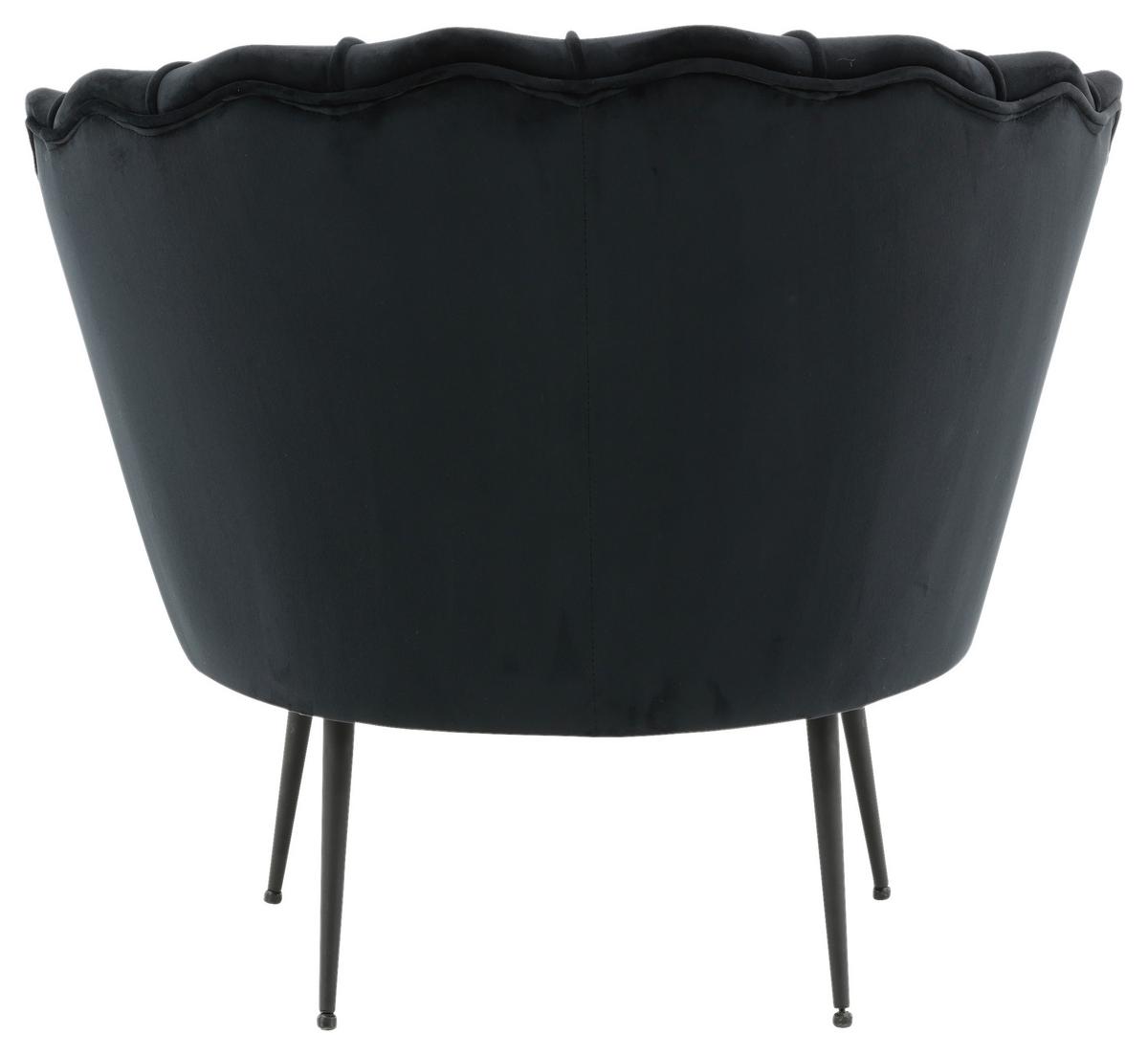 Sessel Calais ca. 83x76 cm Schwarz Samt - Schwarz, Design, Textil/Metall (83/76/77cm) - Livetastic