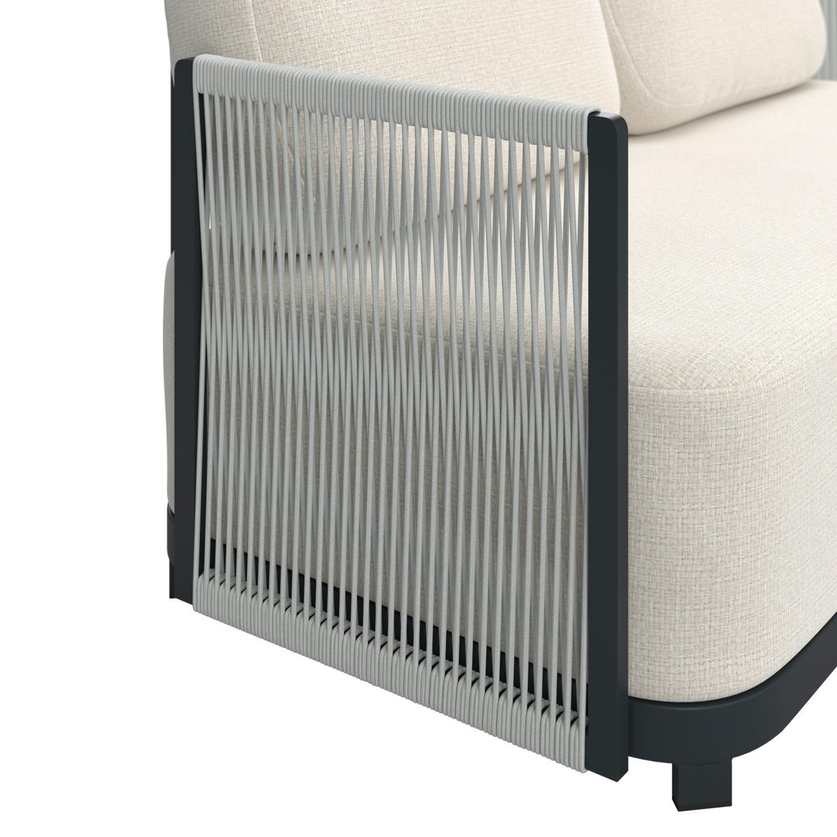 Loungegarnitur Coralie Creme Metall/Outdoorstoff +Abdeckung - Anthrazit/Creme, MODERN, Textil/Stein (155/62cm) - Bessagi Garden