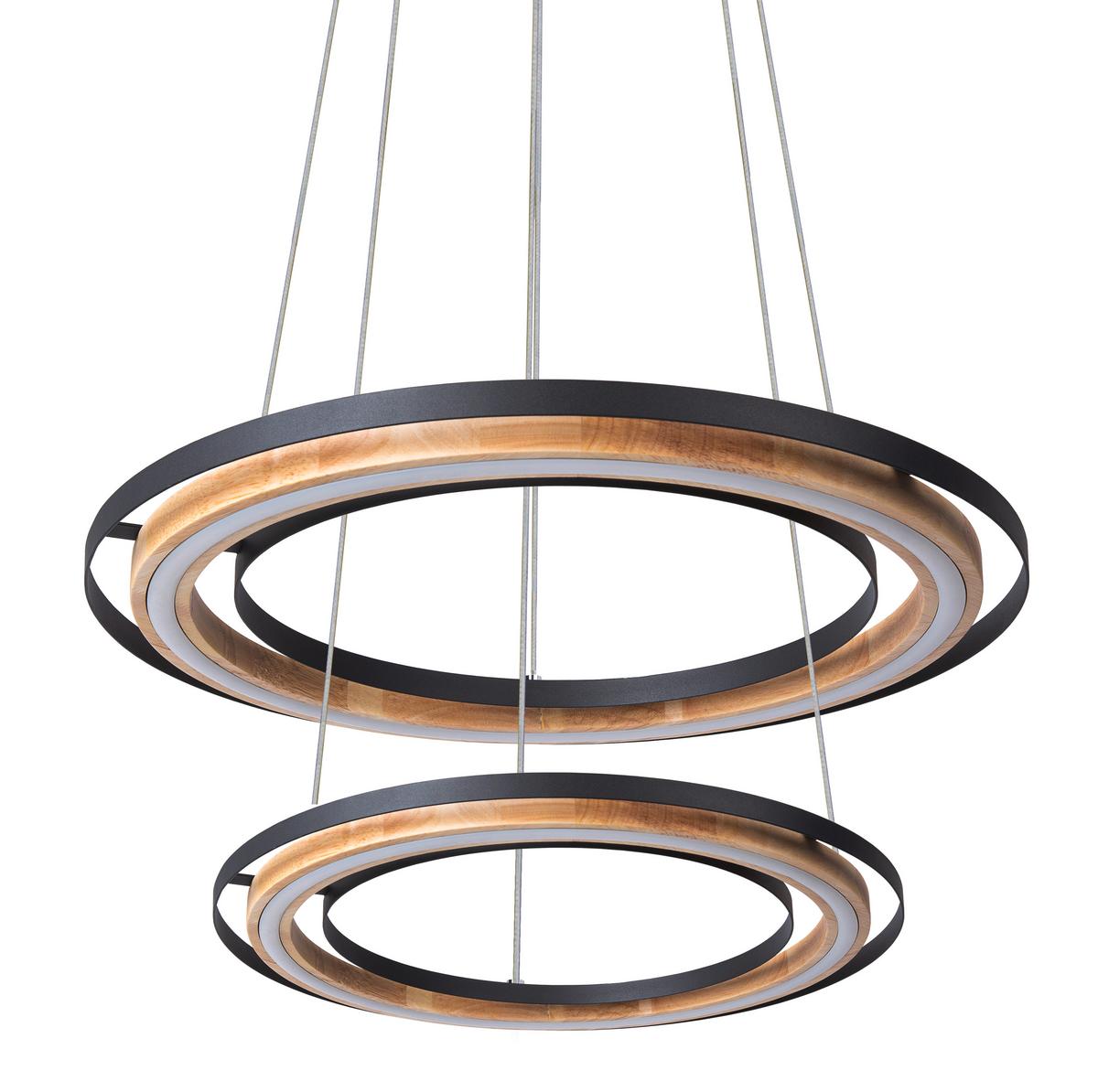 LAMPA WISZĄCA LED 32372208X RILAS - kolor naturalny/czarny, Basics, metal/drewno (56/150cm)