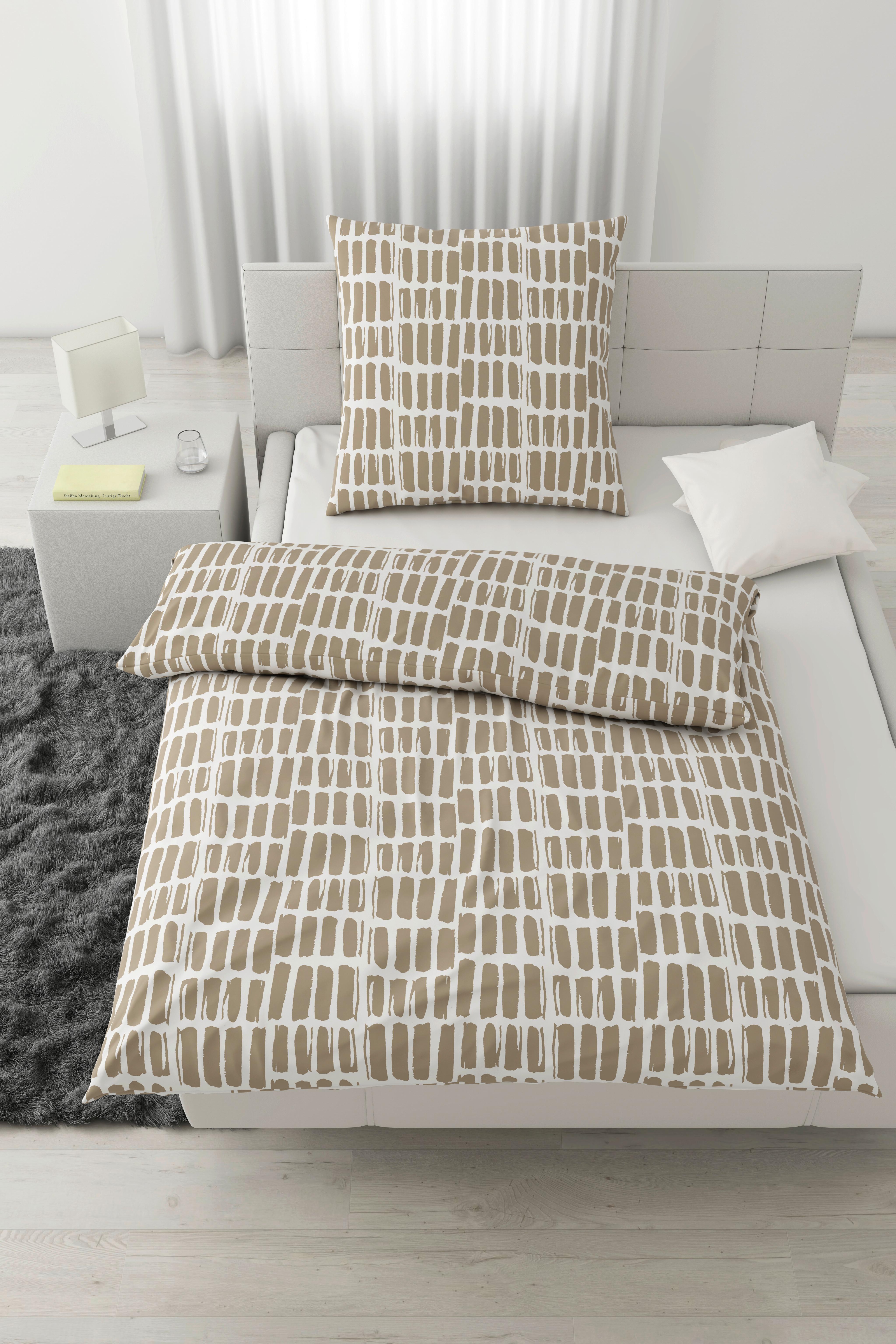 Bettwäsche Adam Weiß/Beige ca. 135x200cm - Beige/Weiß, MODERN, Textil (135/200cm) - Mömax