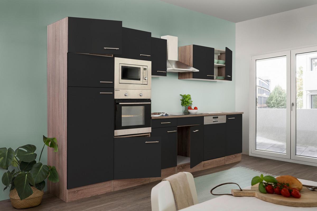 Küchenleerblock LBKB340EYSMIGKE - Edelstahlfarben/Eichefarben, Basics, Holzwerkstoff/Metall (340cm) - Respekta