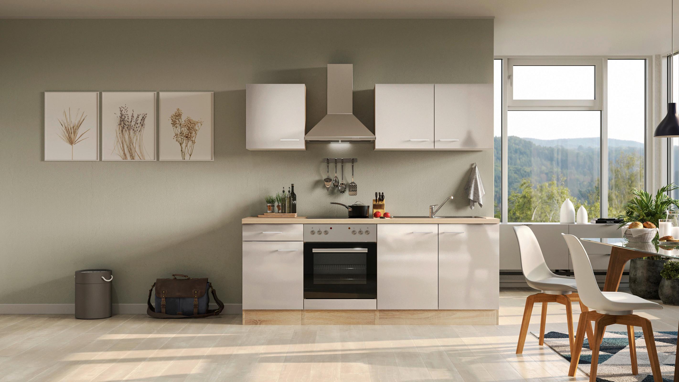 Kuhinjski Blok Nepal - barve nerjavečega jekla/kašmir, Moderno, kovina/leseni material (210cm) - FlexWell