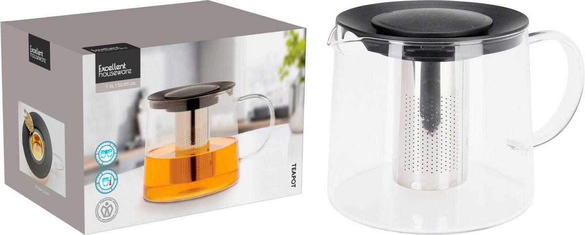 Teáskanna Tea - áttetsző, Üveg (1500ml)