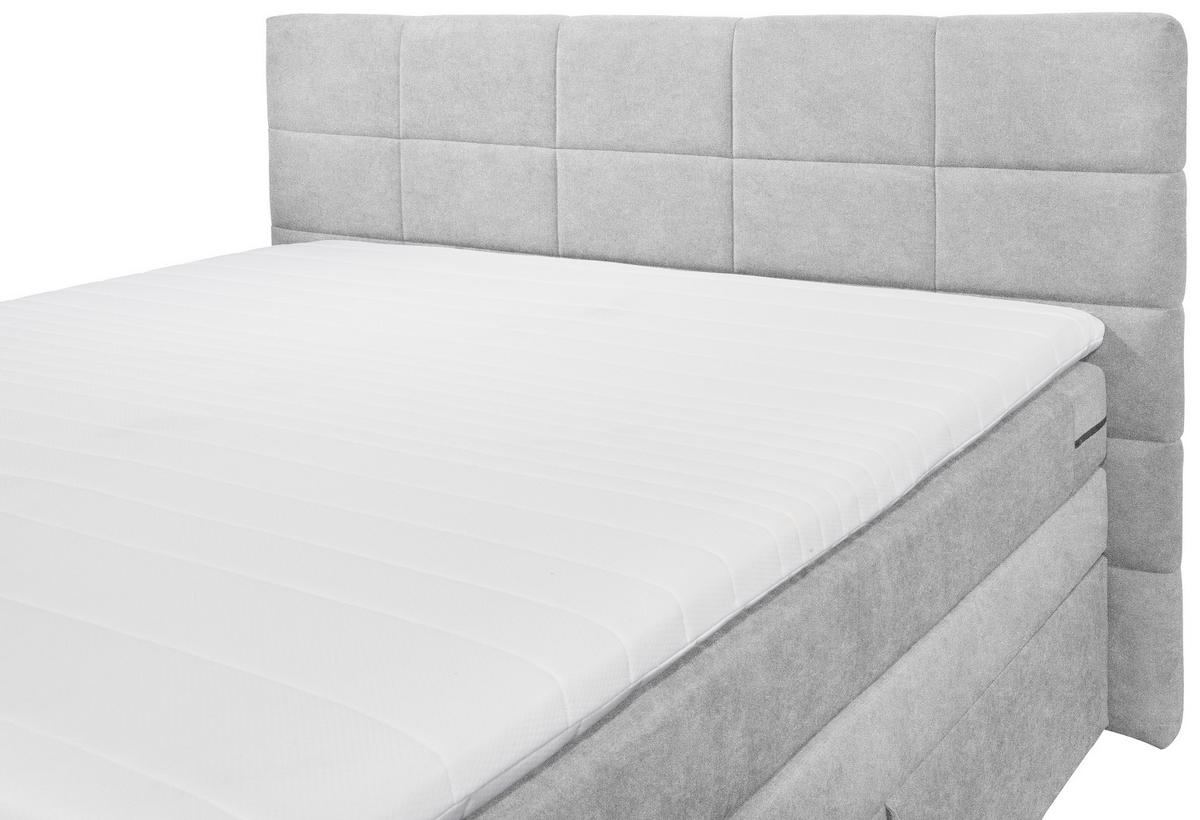 Boxspringbett Tacoma 3 inkl. Topper ca. 180x200 cm Silberf. - Silberfarben, KONVENTIONELL, Kunststoff/Textil (180/200cm) - MID.YOU