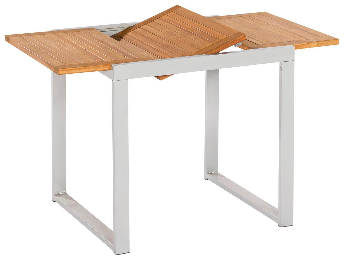 Vrtna Miza Naxos, Raztegljiva, 80-120x70 - srebrne barve/barve akacije, Konvencionalno, kovina/les (80-120/74/70cm) - Gardenson
