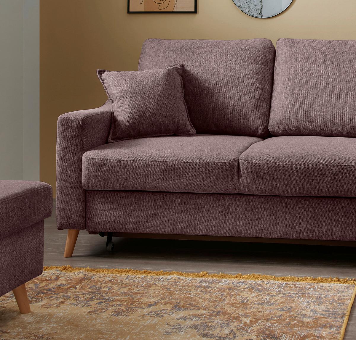 Wohnlandschaft Valentina Bordeaux Struktur - Bordeaux/Naturfarben, KONVENTIONELL, Holz/Textil (230/200cm) - P & B