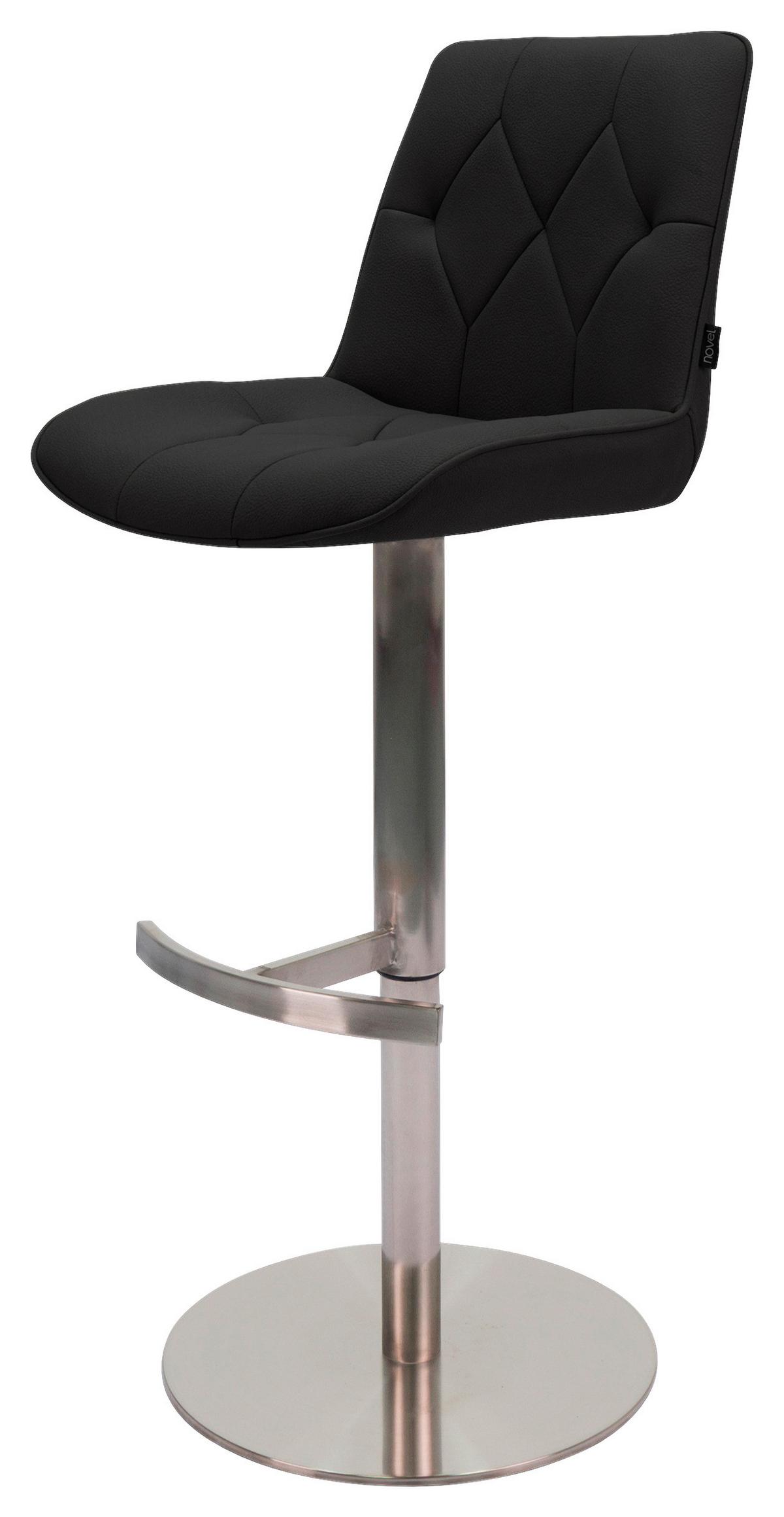 STOŁEK BAROWY HENRY - kolor stalowy/czarny, Design, metal/tkanina (44/110/54,5cm) - Novel