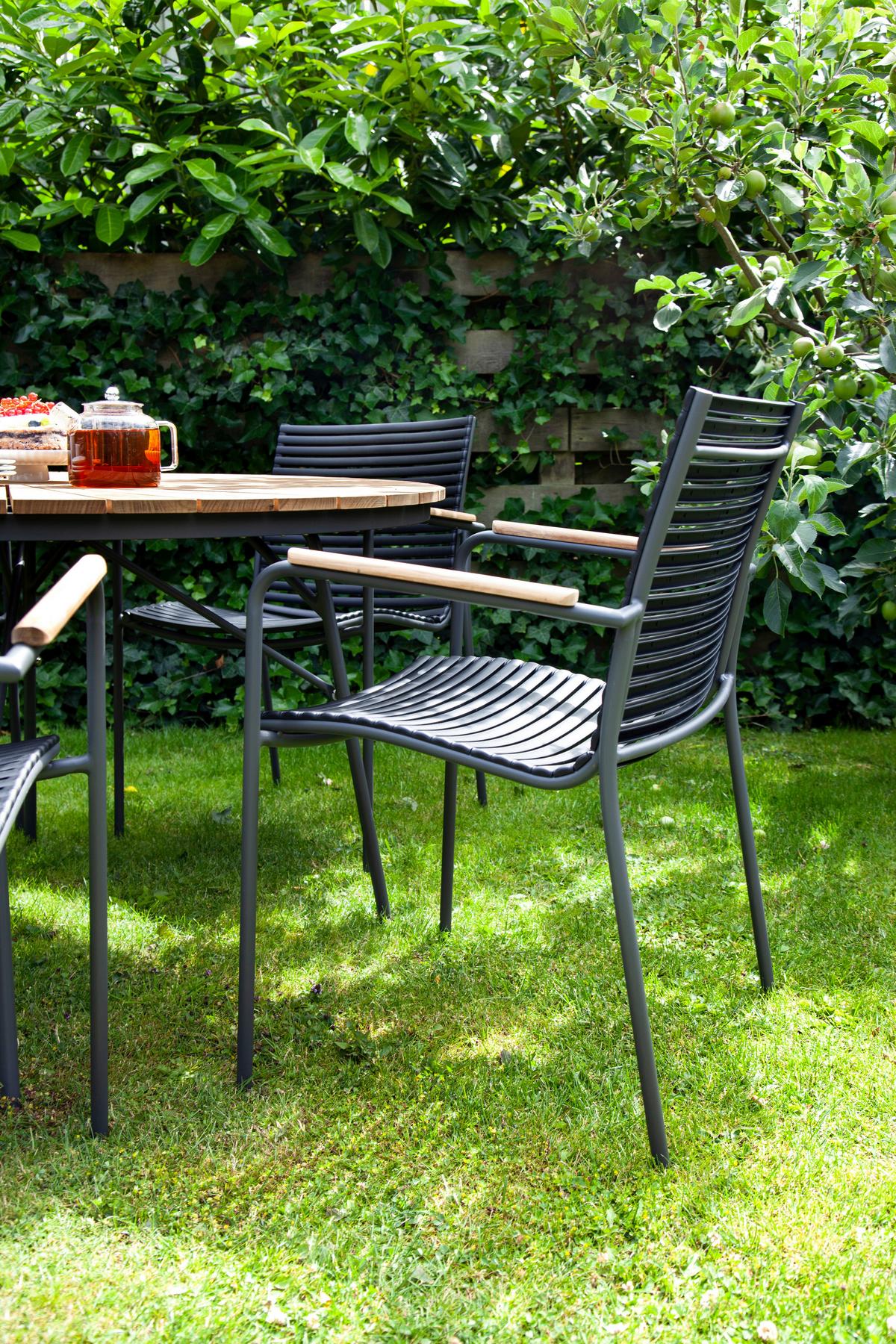 Stapelstuhl Mood Classic Anthrazit/Teakholz - Anthrazit/Schwarz, KONVENTIONELL, Holz/Kunststoff (60/84/56cm) - Gardenson