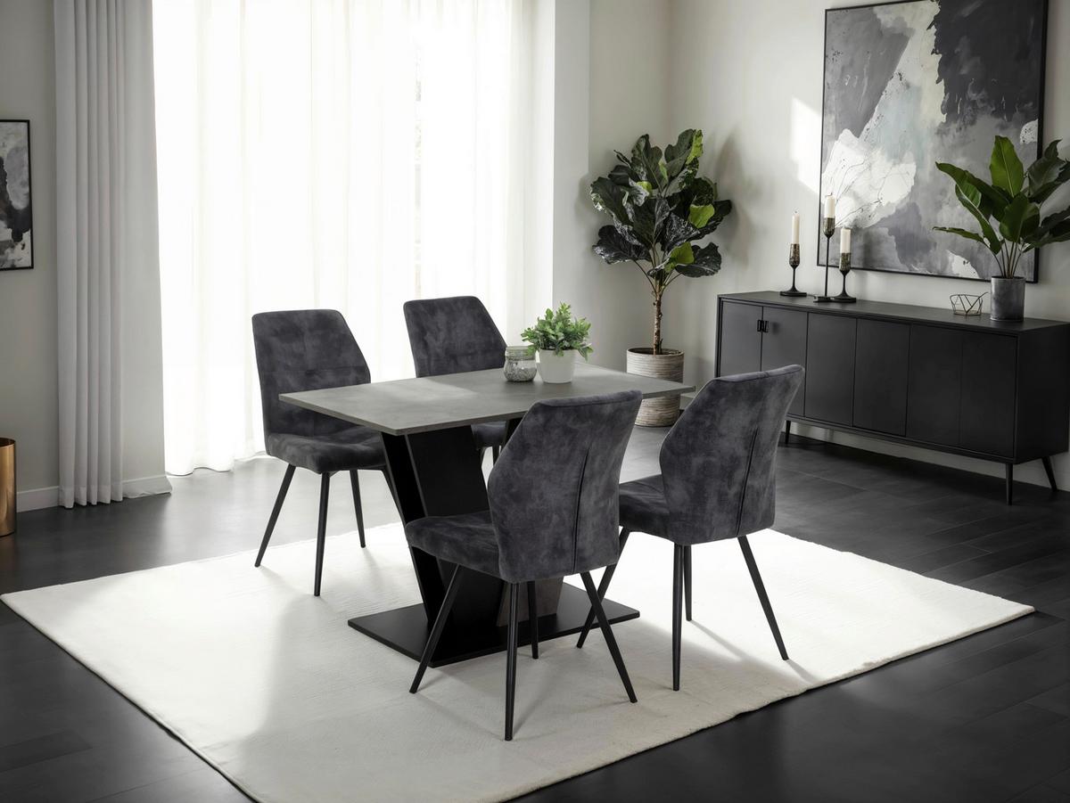 TISCHGRUPPE ELBE G - Dunkelgrau/Anthrazit, MODERN, Holzwerkstoff/Textil (110/76/70cm) - MID.YOU