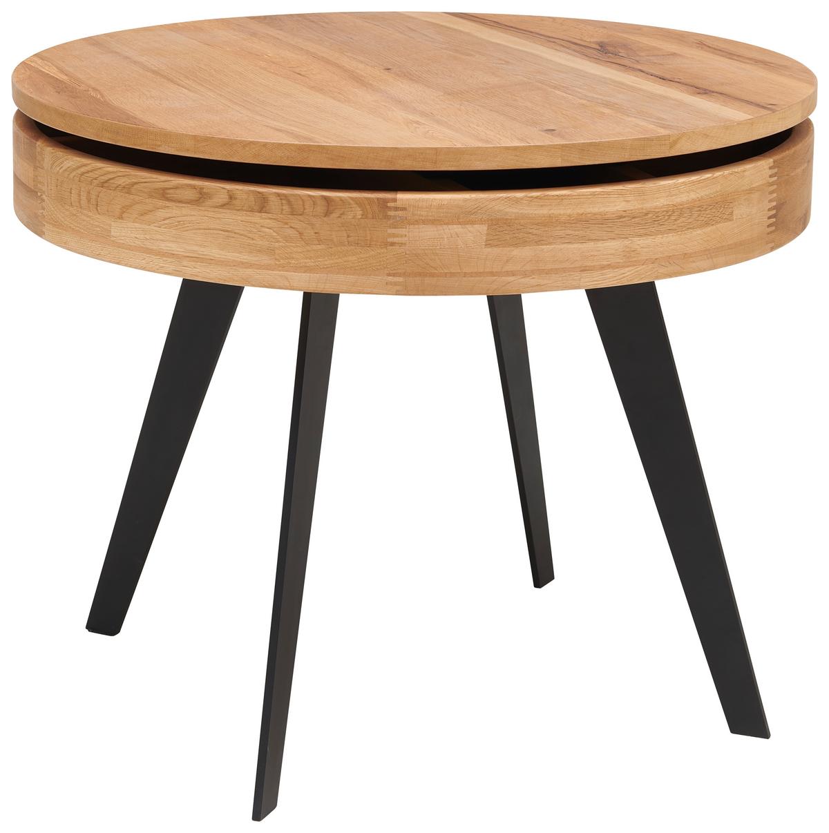 Klubska Miza Dallas, Barva Hrasta - črna/naravne barve, Moderno, kovina/leseni material (70/56cm) - Mömax