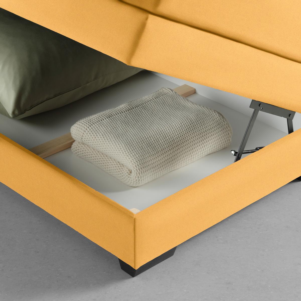Boxspringbett Sevilla Senfgelb ca. 180x200cm - Senfgelb/Schwarz, KONVENTIONELL, Holz/Kunststoff (180/200cm) - Premium Living
