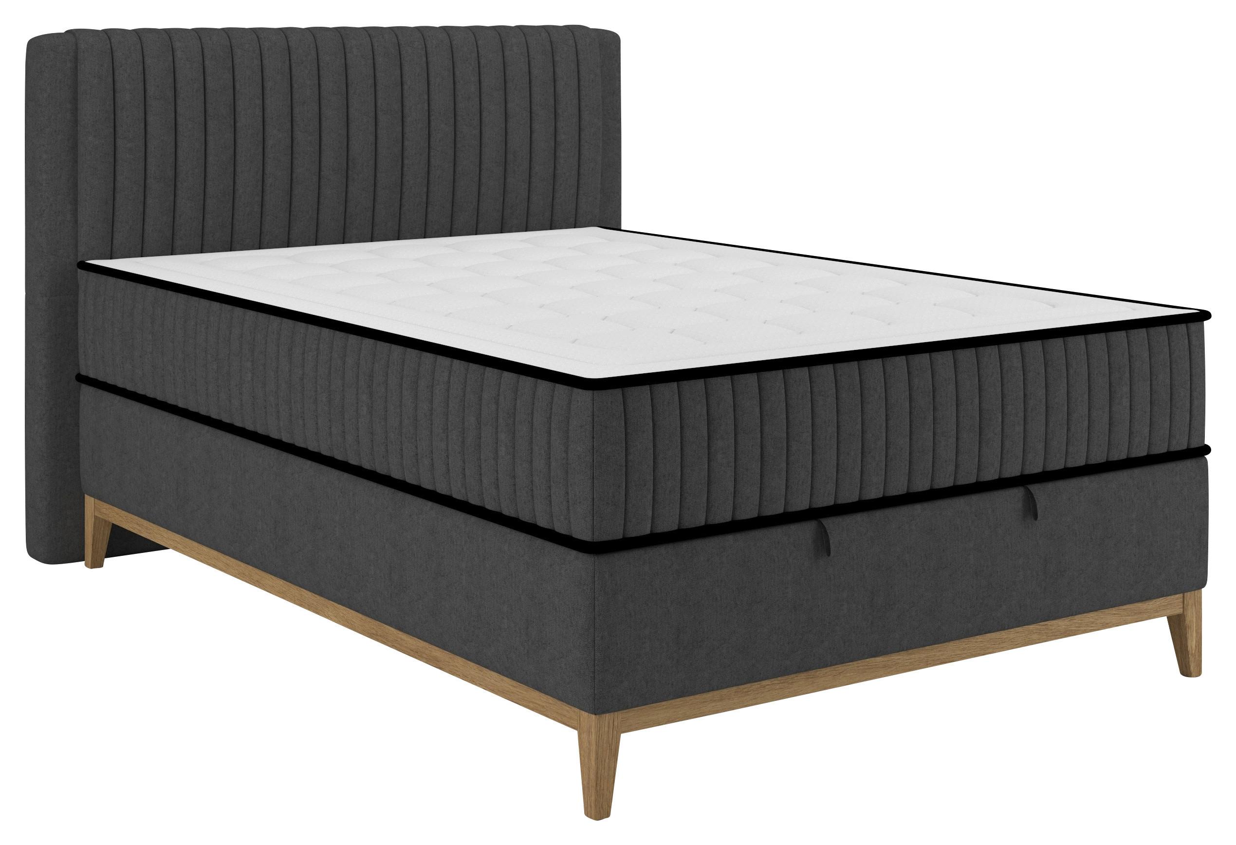 Bett Elena Schwarz ca. 120x200cm - Schwarz, KONVENTIONELL, Holz/Holzwerkstoff (120/200cm) - Sembella