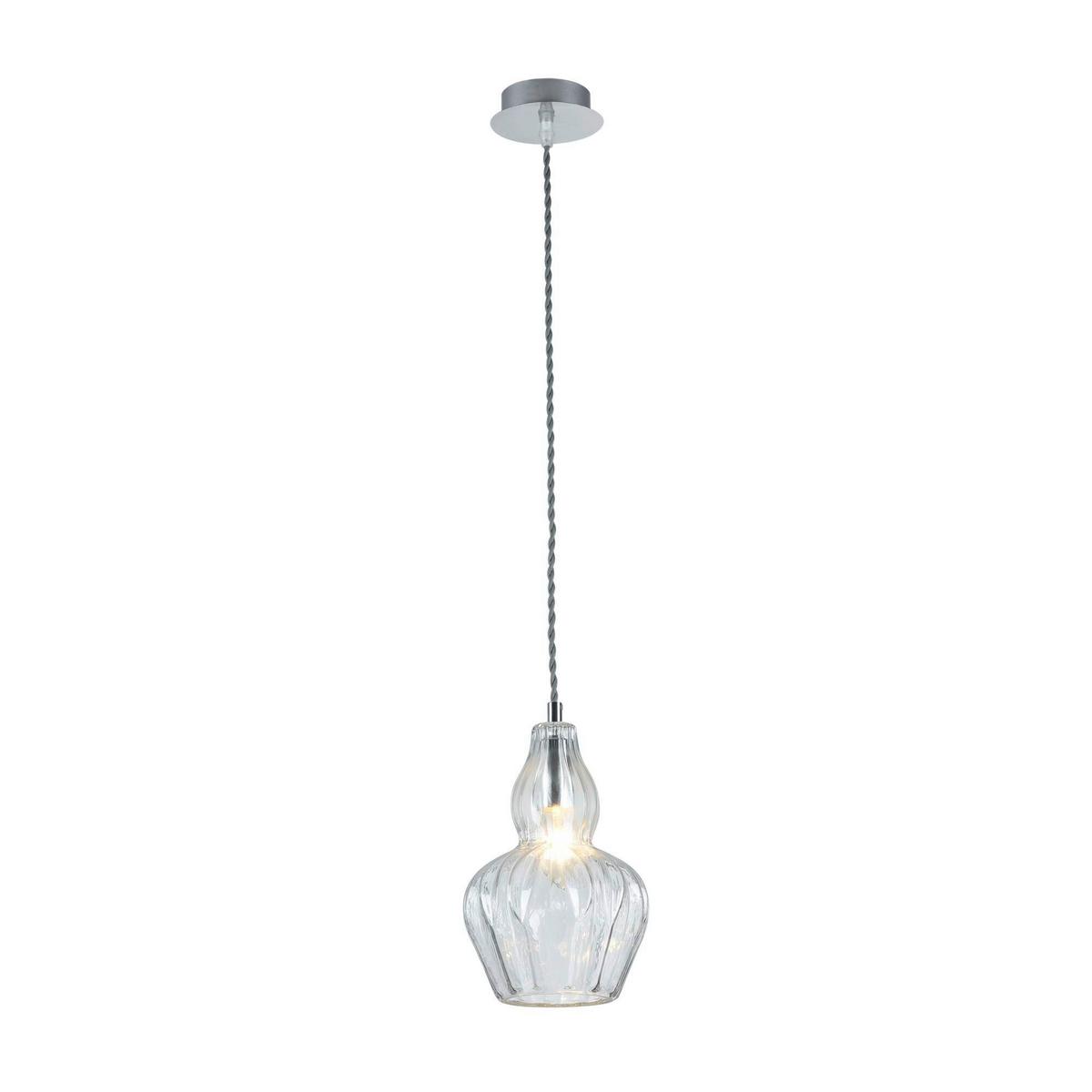 PENDELLEUCHTE EUSTOMA - Transparent/Nickelfarben, Trend, Glas/Metall (16/23cm) - MAYTONI