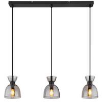 HÄNGELEUCHTE 15769S-3 MASSEY - Schwarz/Grau, Design, Glas/Kunststoff (65/13/120cm) - Globo
