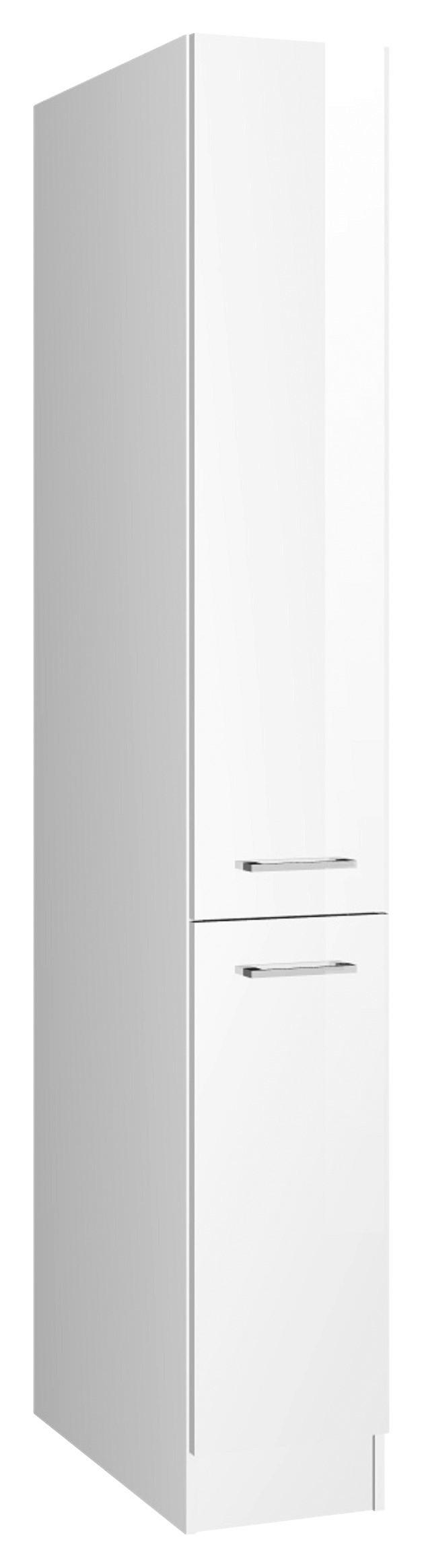 Apothekerschrank Mailand Weiß - Weiß Hochglanz/Silberfarben, MODERN, Holzwerkstoff/Metall (30/200/60cm) - Held