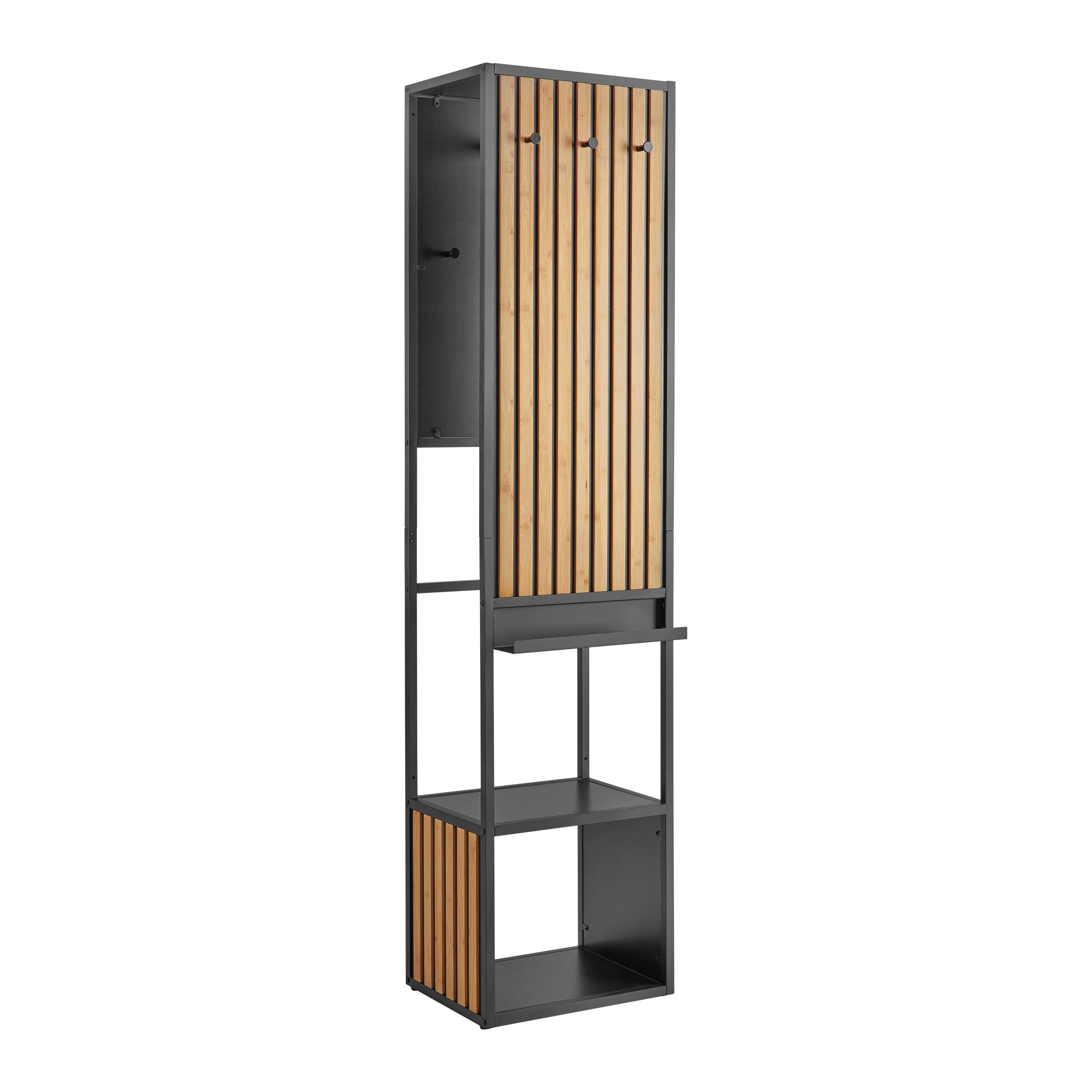 HALLMÖBEL PANELO -EXKLUSIV- - svart/naturfärgad, Modern, metall/trämaterial (44/186/34cm) - Mömax