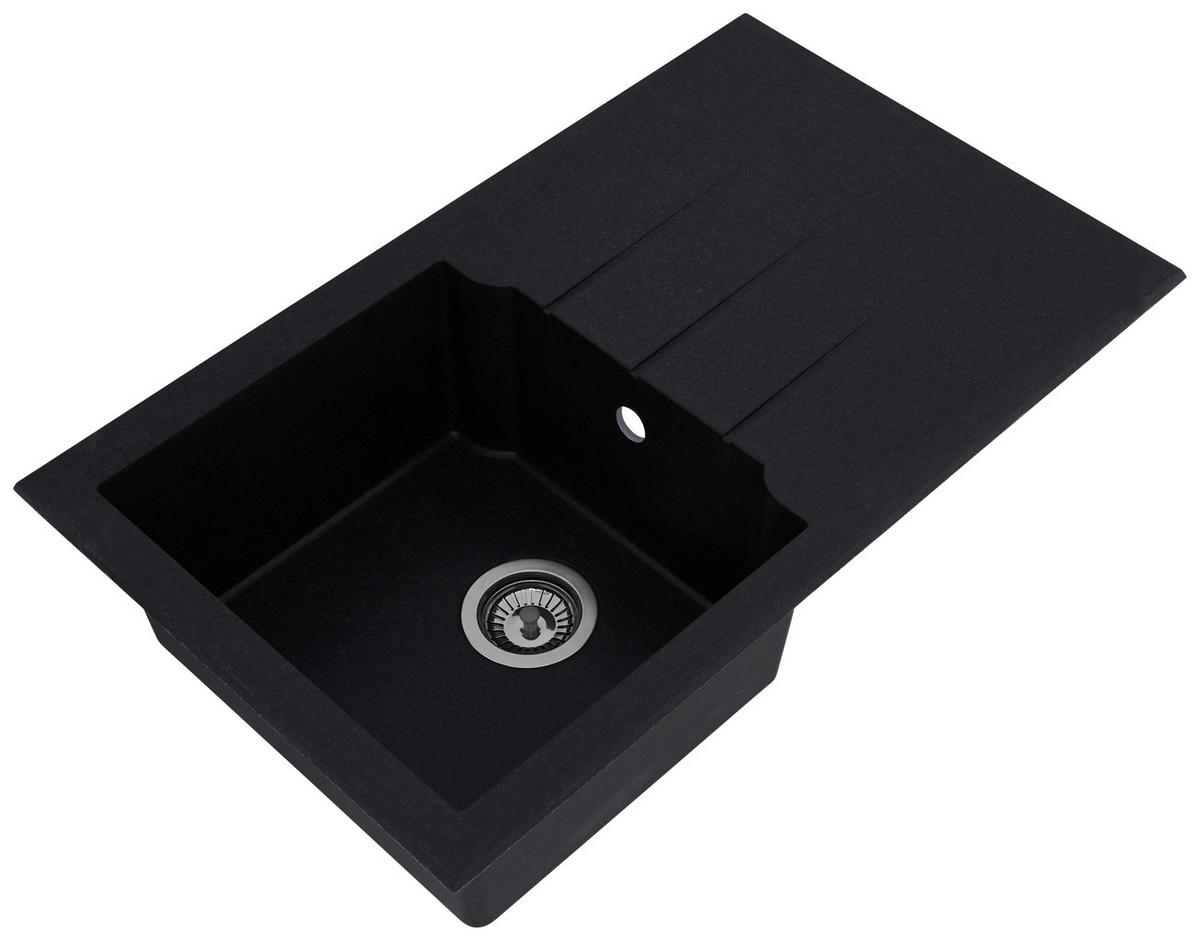 Spüle Alineo ca. 81x21x50 cm Schwarz - Schwarz, Trend, Stein (81/21/50cm) - Respekta