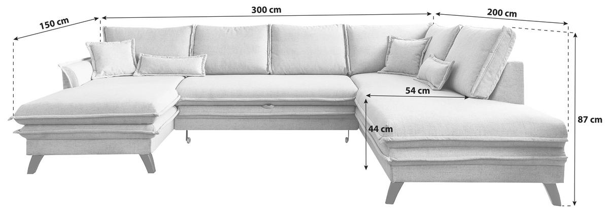 DUŻY NAROŻNIK CHARMING CHARLIE BEIGE - beżowy/czarny, Basics, materiał drewnopochodny/drewno (150/300/200cm) - MID.YOU