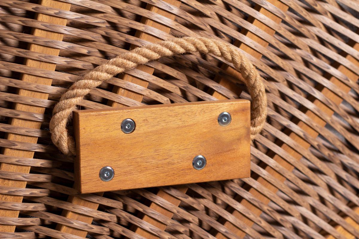 Strandkorb Trend ca. 120x155x80 cm Grau/Beige - Beige/Grau, Basics, Holz/Textil (120/155/80cm)