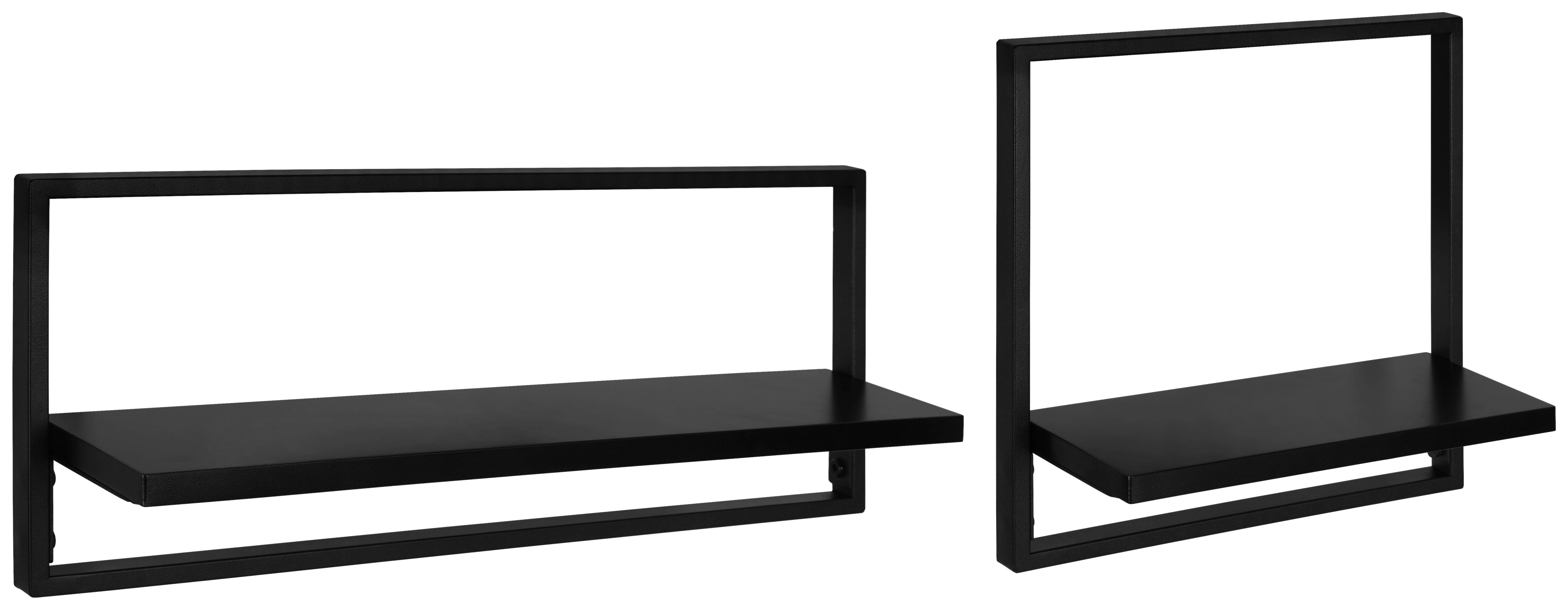 VÄGGHYLLPLAN SET ALFI -EXKLUSIV- -SB- - svart, Modern, metall/trämaterial (50/30/20/30/12/12cm) - Mömax