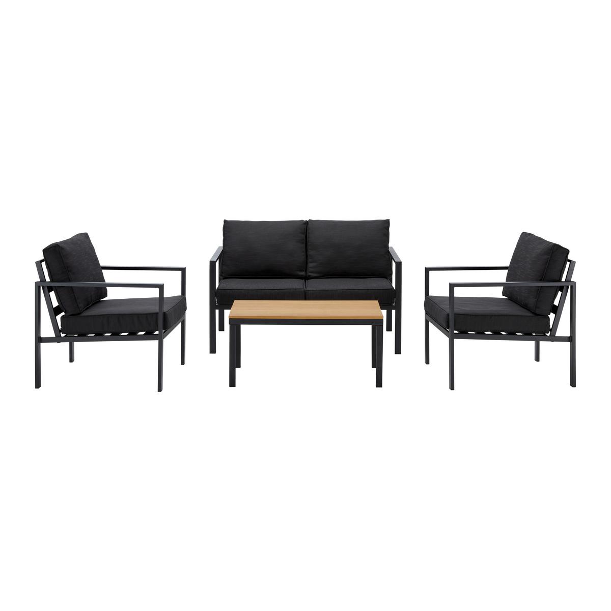 KOMPLET MEBLI TARASOWYCH ARIANNA - czarny, Modern, tworzywo sztuczne/metal (120/70/72cm) - Bessagi Garden