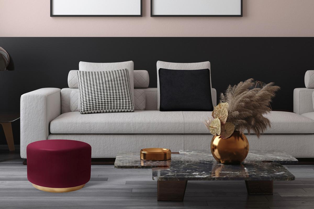 BEISTELLTISCH ART DECO 275 BEERE - Beere/Goldfarben, Design, Metall (51,5/43cm) - Kayoom