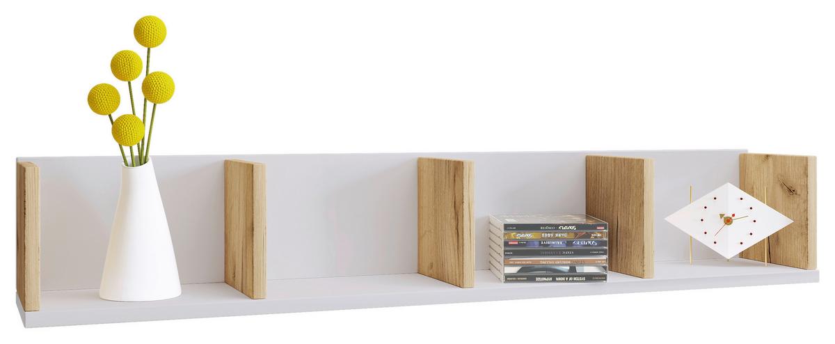 Wandregal Honsa Weiß/Honigeiche - Honigeiche/Weiß, Design, Holzwerkstoff (97/17/17cm) - MID.YOU