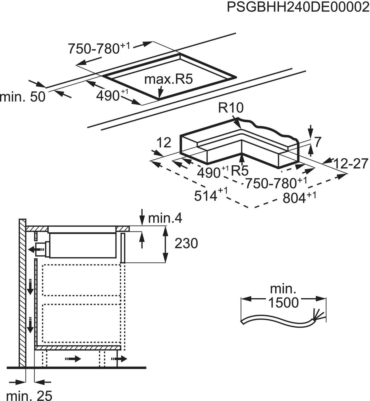 Kochfeld-Dunstabzug-Kombi DKEX8050IB - Schwarz, Basics, Glas/Metall (80/23/51cm) - Dieter Knoll