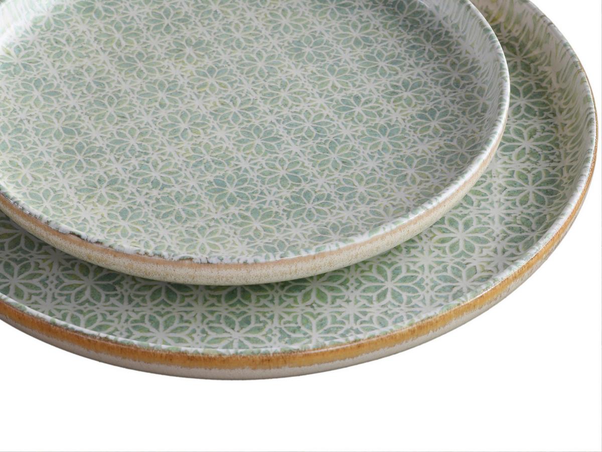 Jedilni Servis Emiliana Green, 12-Delni - krem barve/zelena, Basics, keramika - Creatable