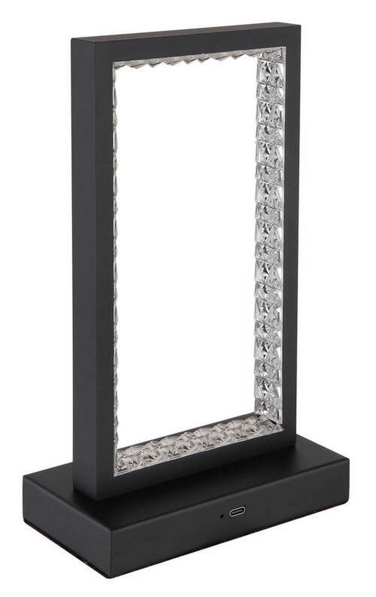 AKKU-TISCHLEUCHTE 24008S - Klar/Schwarz, Design, Kunststoff/Metall (14/7,5/23cm) - Globo