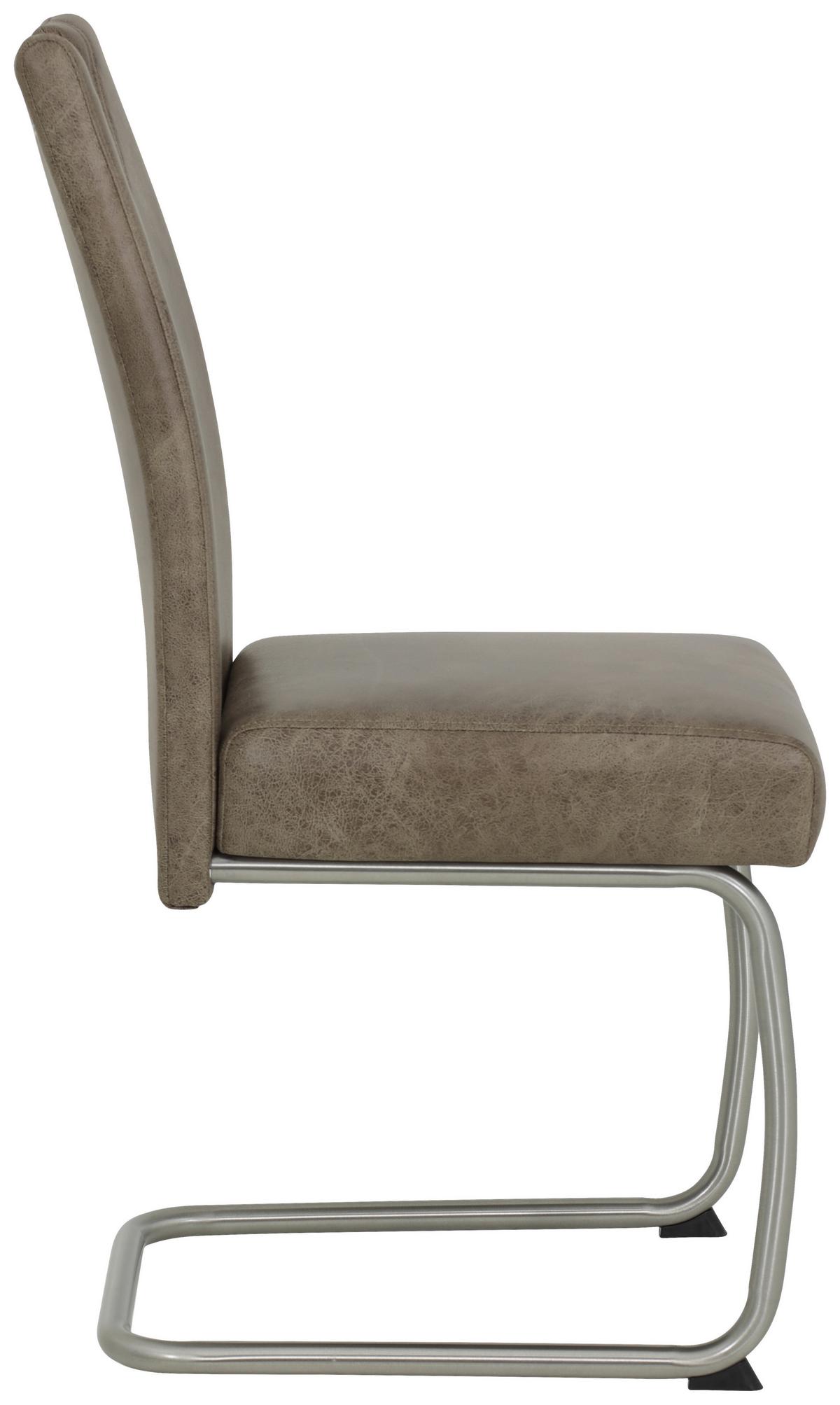 Schwingstuhl gepolstert 4er-Set - Schlammfarben/Edelstahlfarben, MODERN, Textil/Metall (43/99/58cm) - MID.YOU