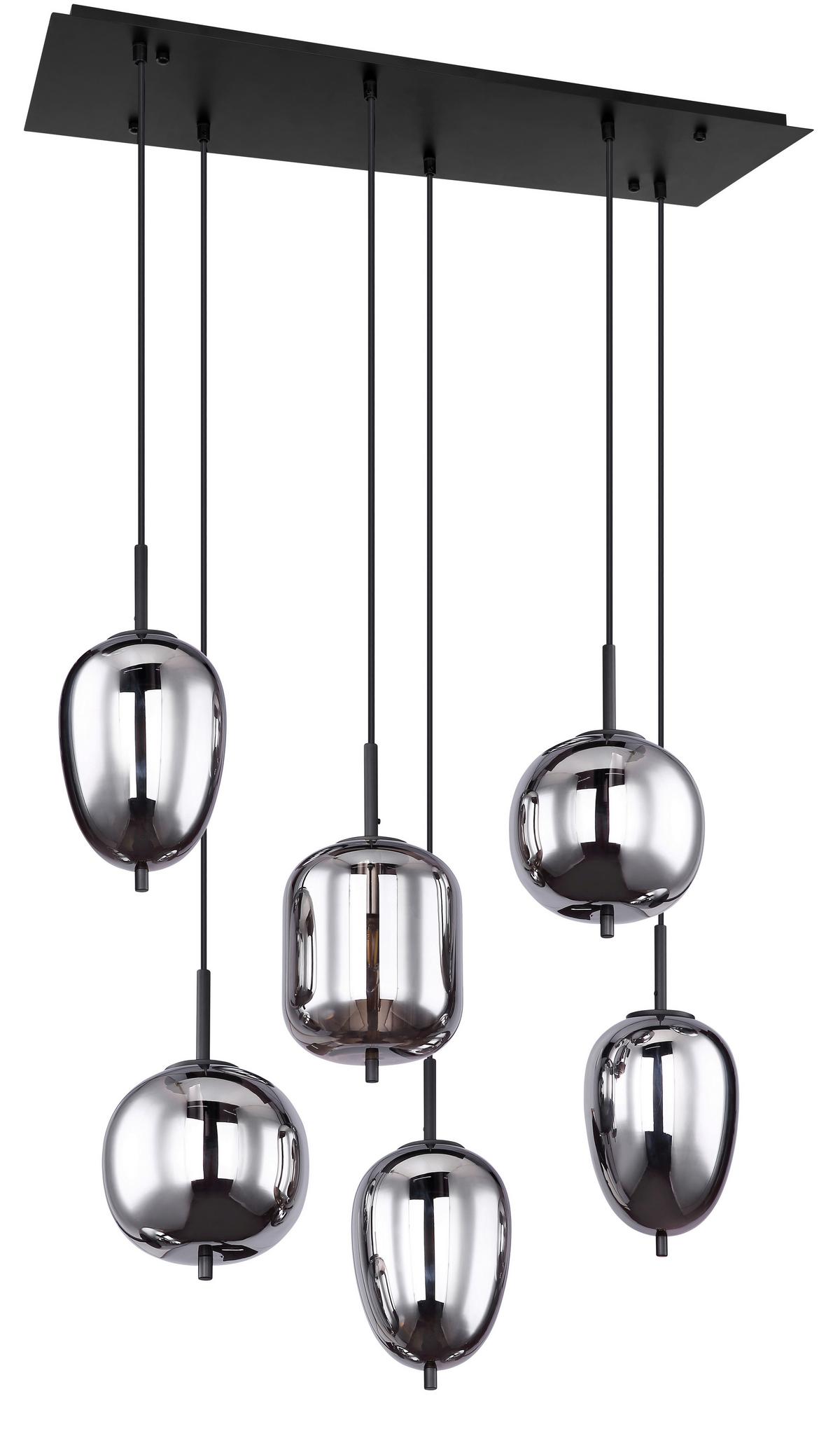 Viseča Svetilka 15345-6 - črna, Design, kovina/steklo (80/34/120cm) - Globo