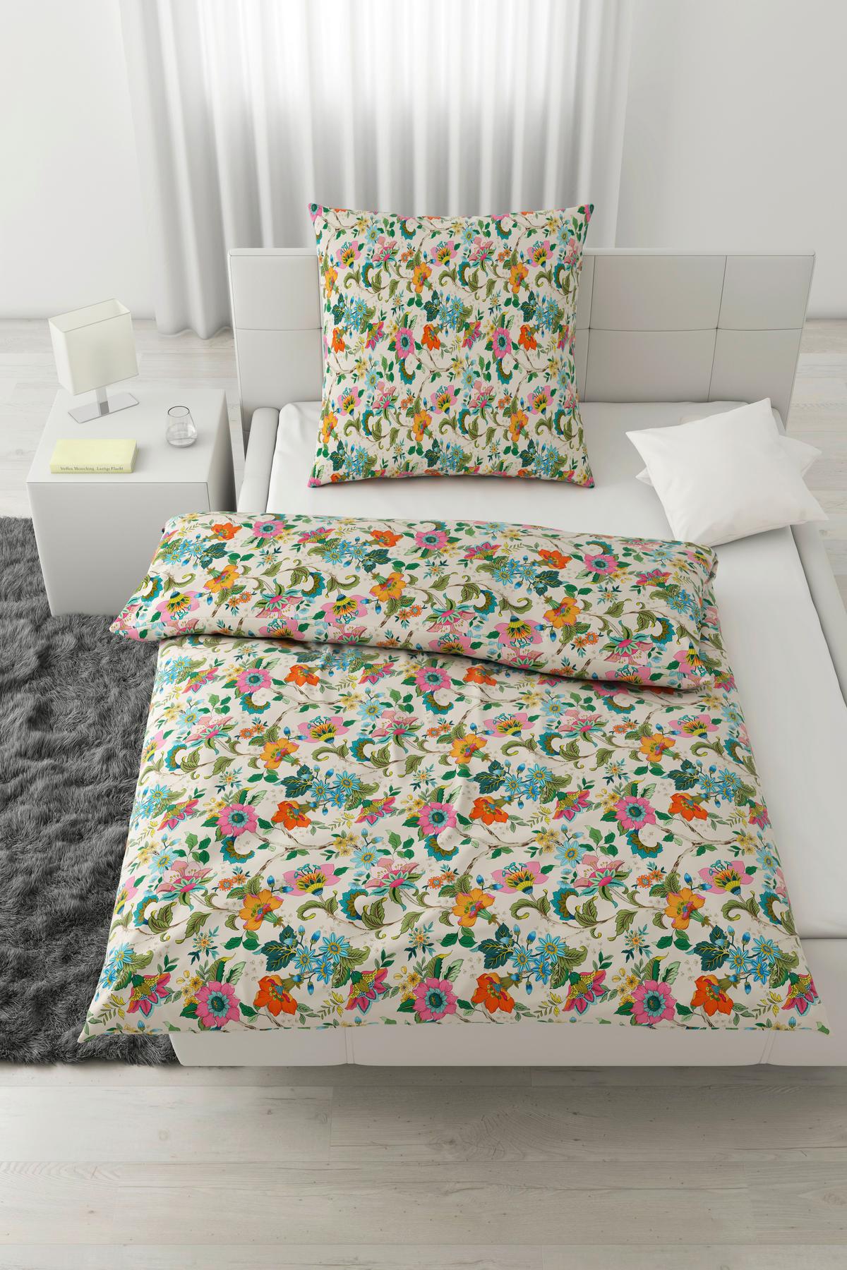 Bettwäsche Kamia Allover Rosa/Pink/Türkis ca. 135x200cm - Türkis/Rosa, ROMANTIK / LANDHAUS, Textil (135/200cm) - Mömax