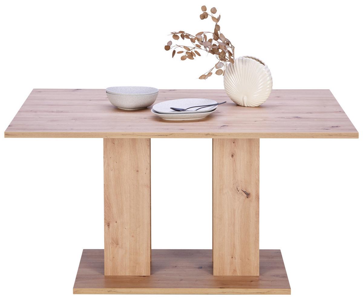 Masă ARON 138 - stejar Artisan/negru, Konventionell, material pe bază de lemn (138/74/90cm)