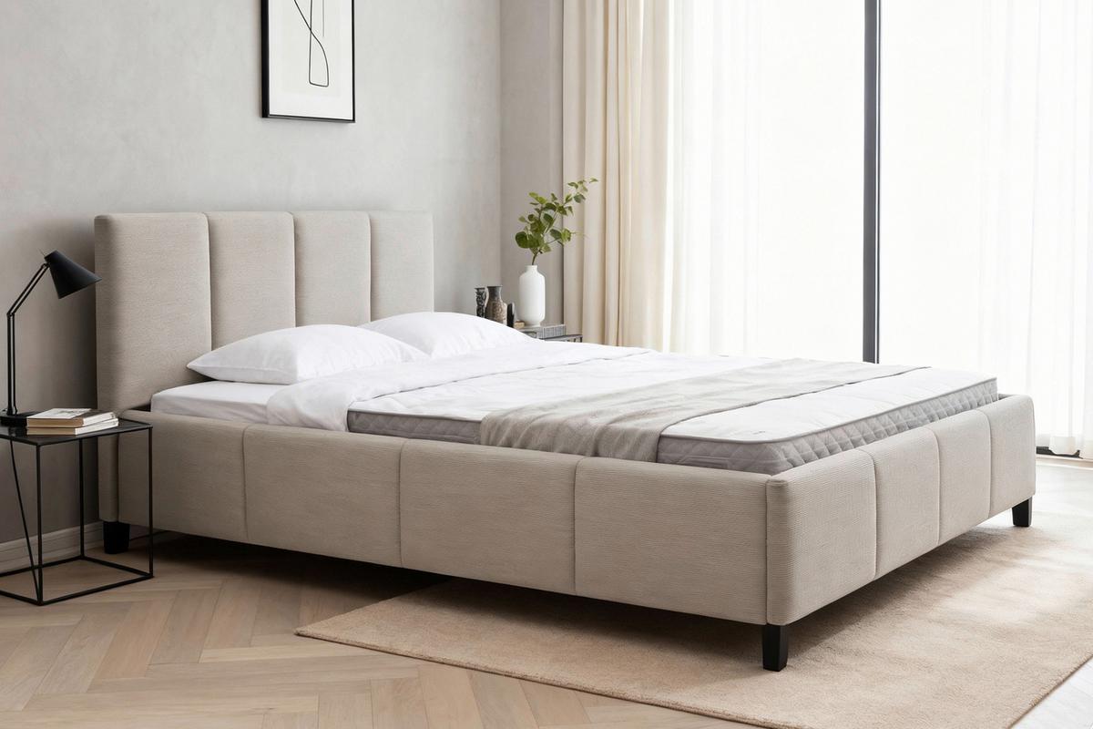 Polsterbett Crazy Beige ca. 140x200cm - Beige/Schwarz, MODERN, Holz/Kunststoff (140/200cm) - Based